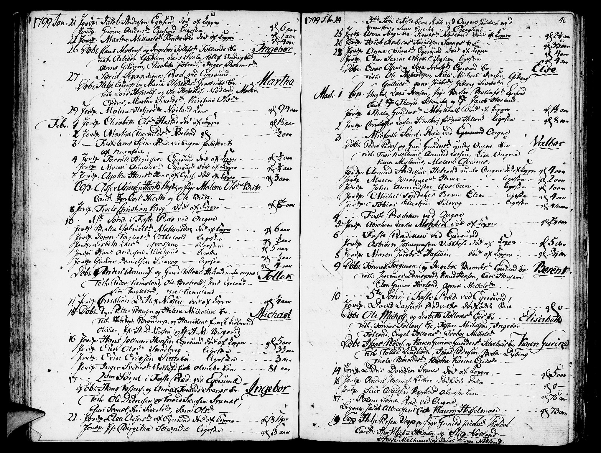 Eigersund sokneprestkontor, AV/SAST-A-101807/001/30/30BA/L0005: Parish register (official) no. A 5 /1, 1790-1808, p. 46