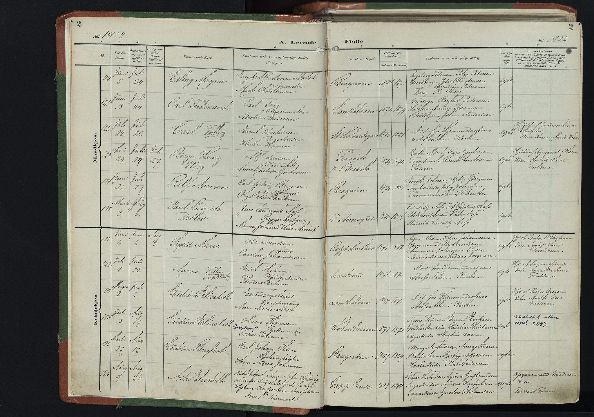 Bragernes kirkebøker, AV/SAKO-A-6/F/Fb/L0009: Parish register (official) no. II 9, 1902-1911, p. 2