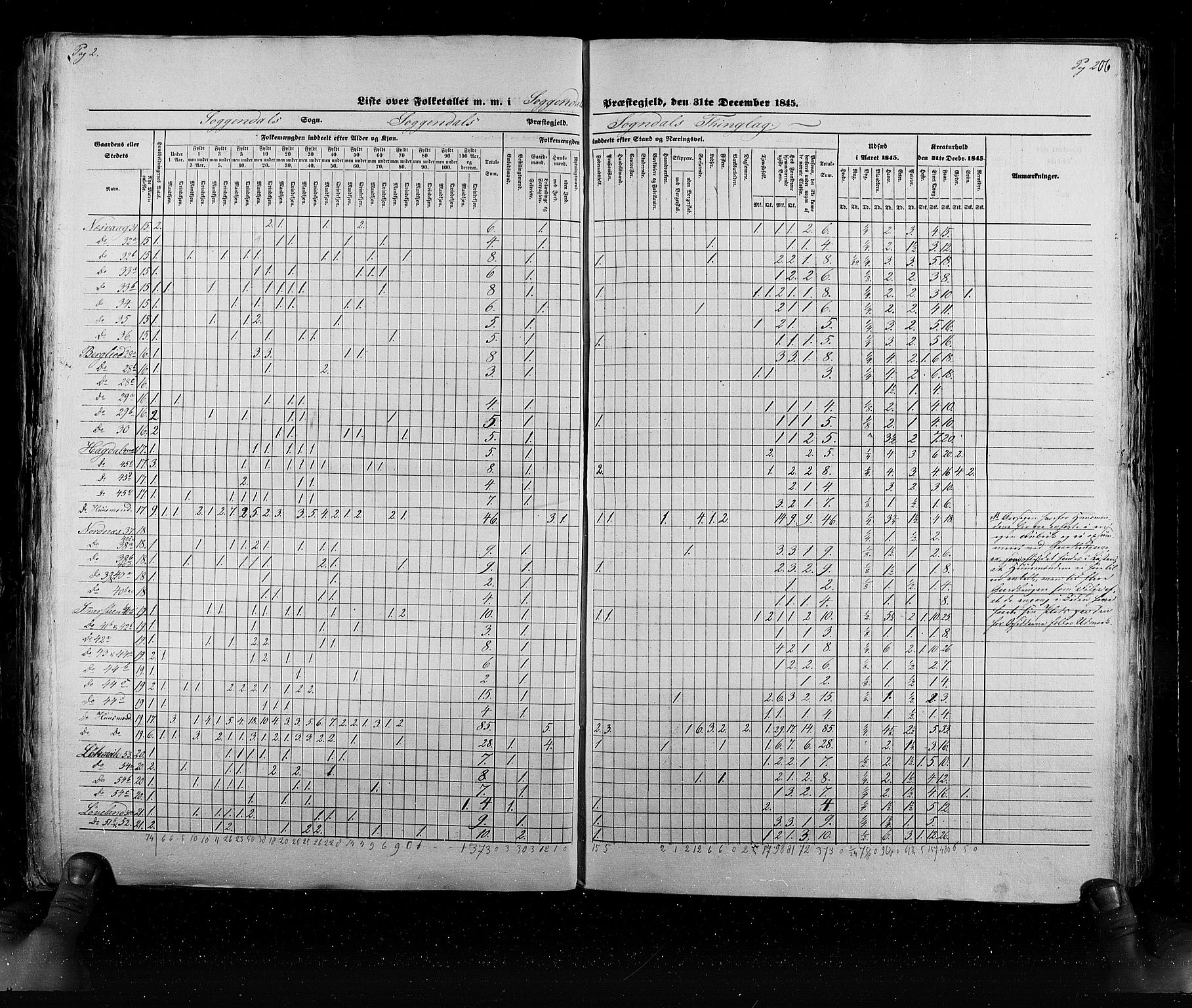 RA, Census 1845, vol. 6: Lister og Mandal amt og Stavanger amt, 1845, p. 206