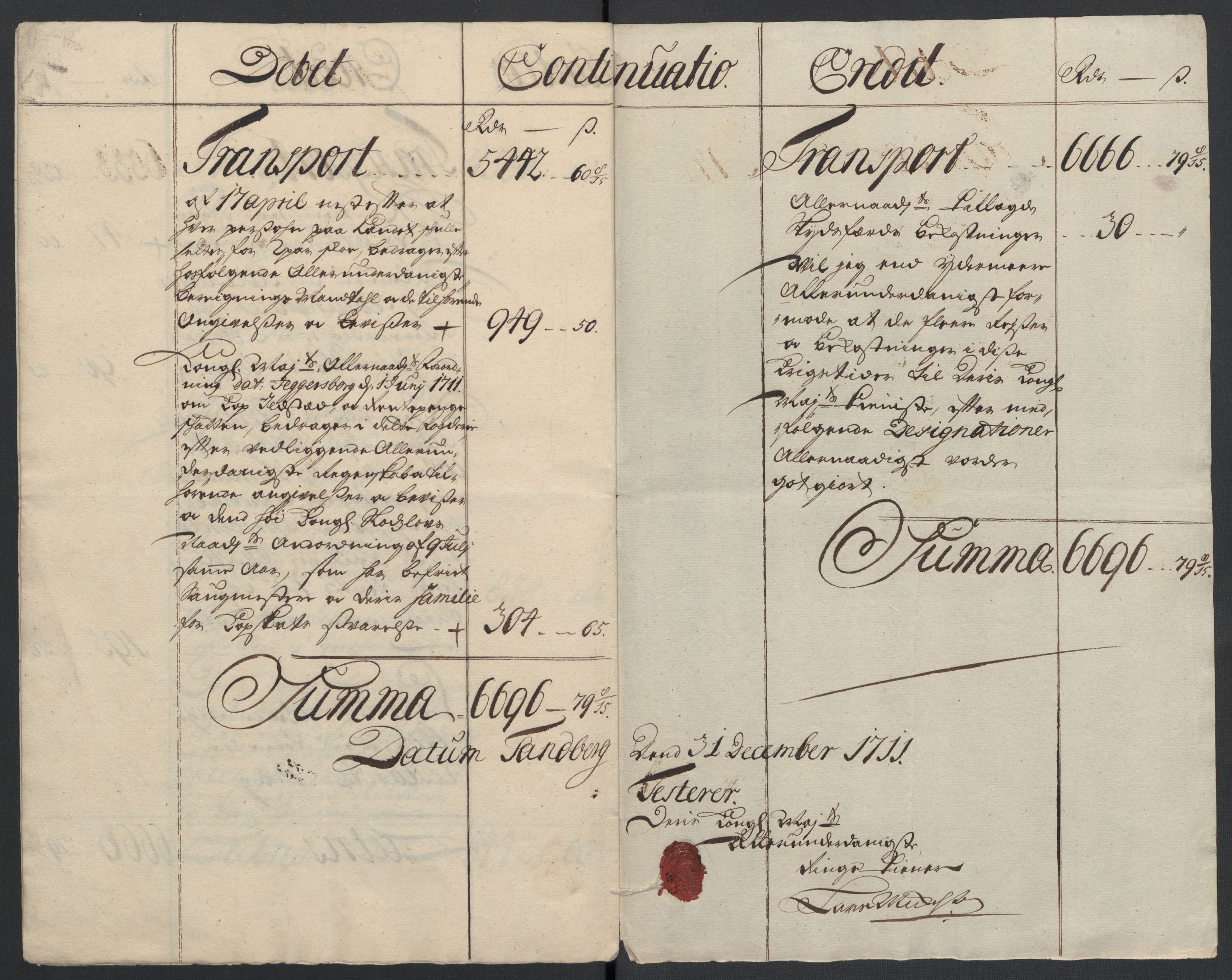 Rentekammeret inntil 1814, Reviderte regnskaper, Fogderegnskap, AV/RA-EA-4092/R23/L1469: Fogderegnskap Ringerike og Hallingdal, 1711, p. 10