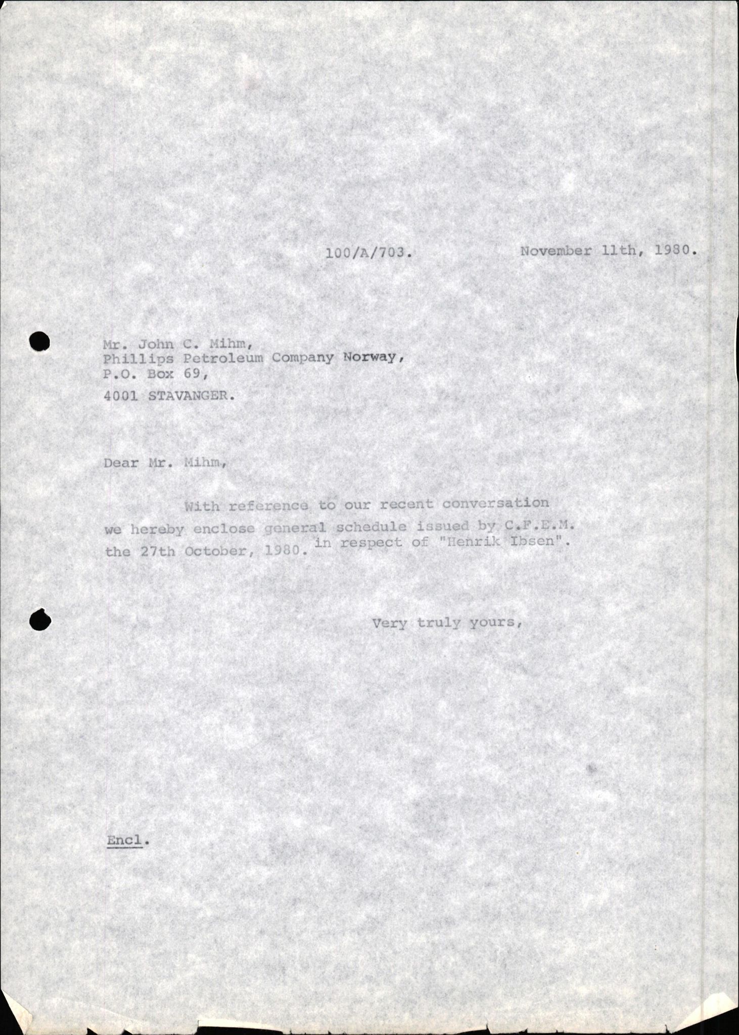 Pa 1503 - Stavanger Drilling AS, SAST/A-101906/2/E/Ec/Eca/L0001: Korrespondanse med Phillips Petroleum Company, 1976-1984