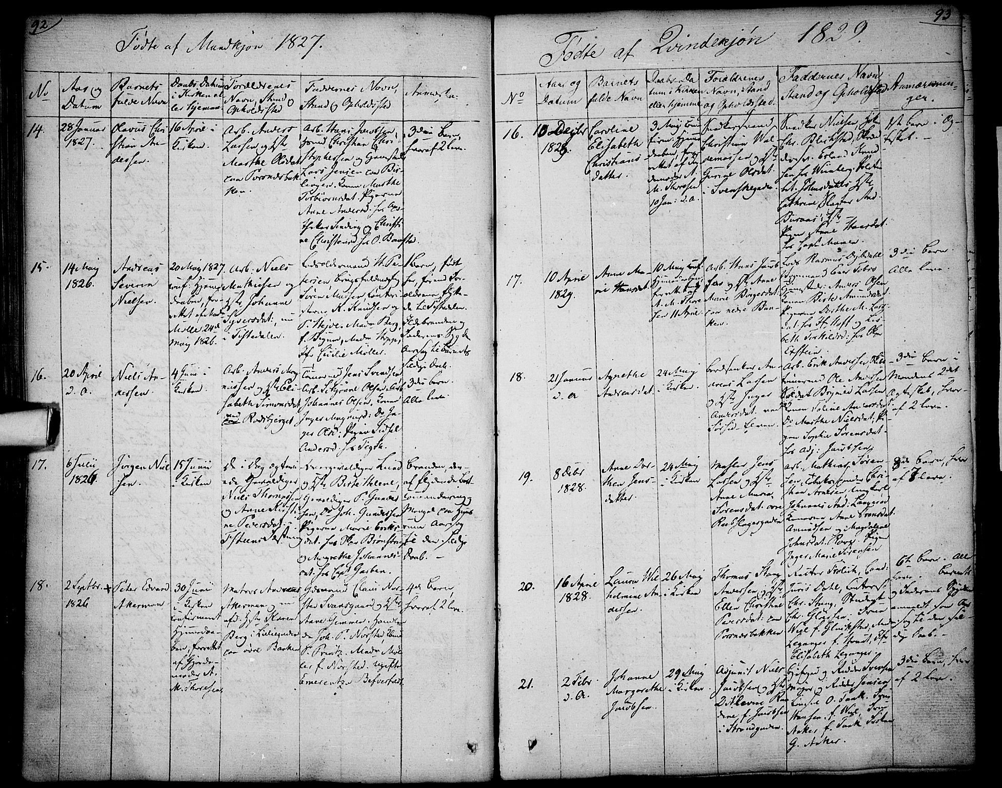 Halden prestekontor Kirkebøker, AV/SAO-A-10909/F/Fa/L0004: Parish register (official) no. I 4, 1823-1834, p. 92-93