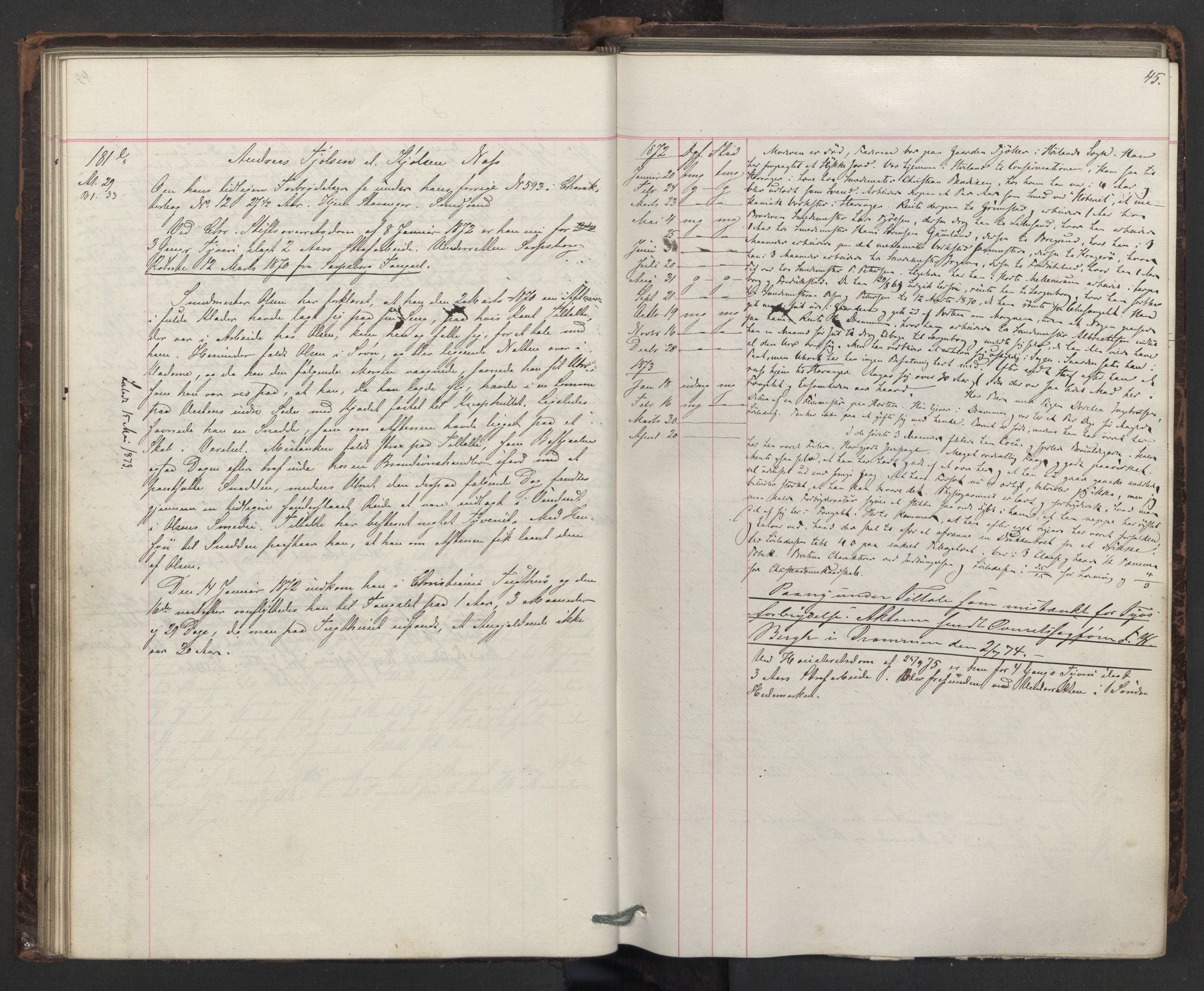 Botsfengslet, AV/RA-S-1539/D/Db/Dbb/L0014: 137e - 437e, 1871-1873, p. 45