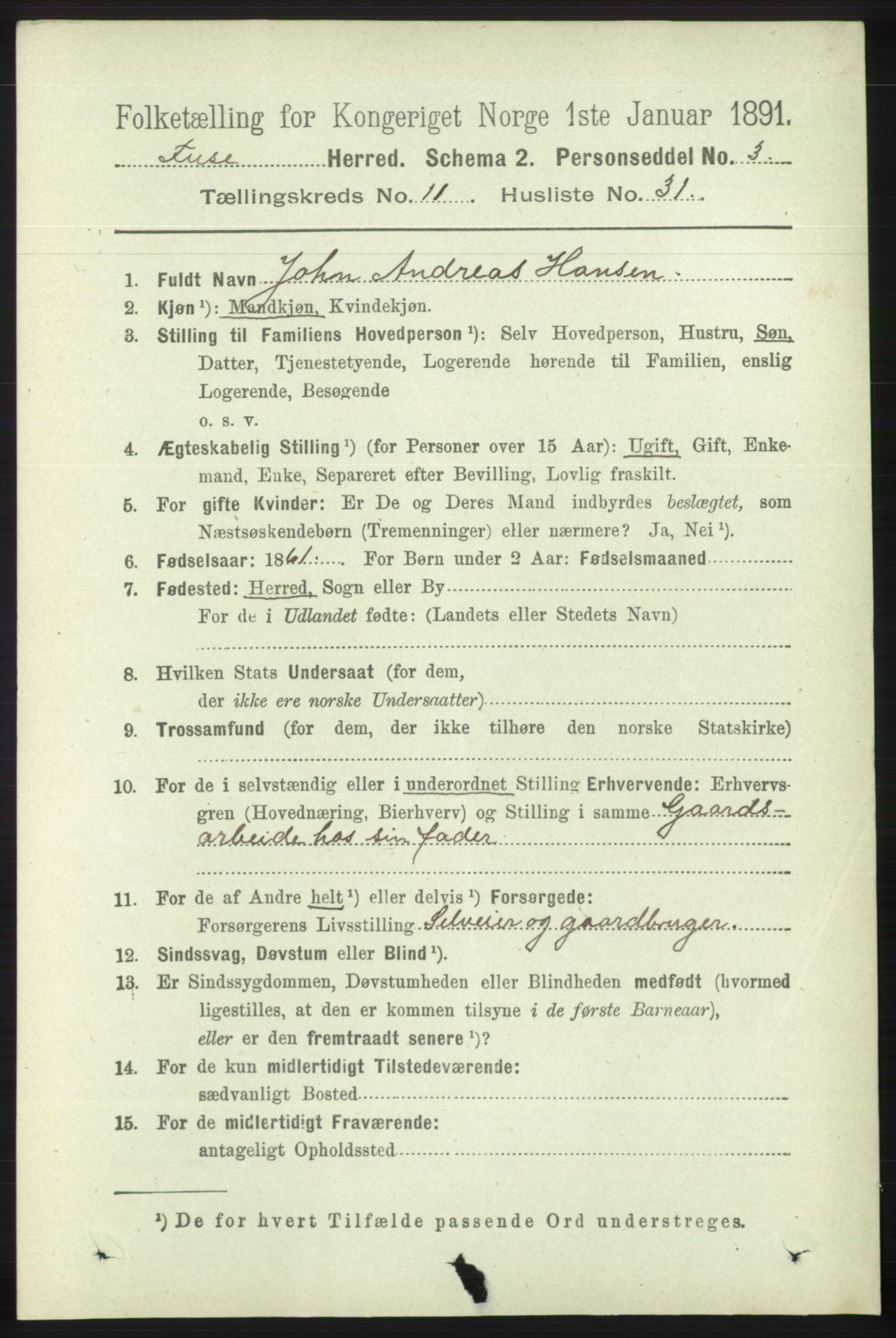 RA, 1891 census for 1241 Fusa, 1891, p. 2296