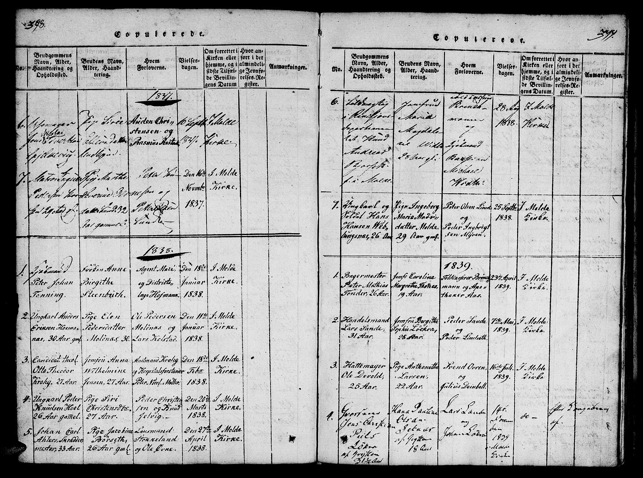 Ministerialprotokoller, klokkerbøker og fødselsregistre - Møre og Romsdal, SAT/A-1454/558/L0688: Parish register (official) no. 558A02, 1818-1843, p. 398-399