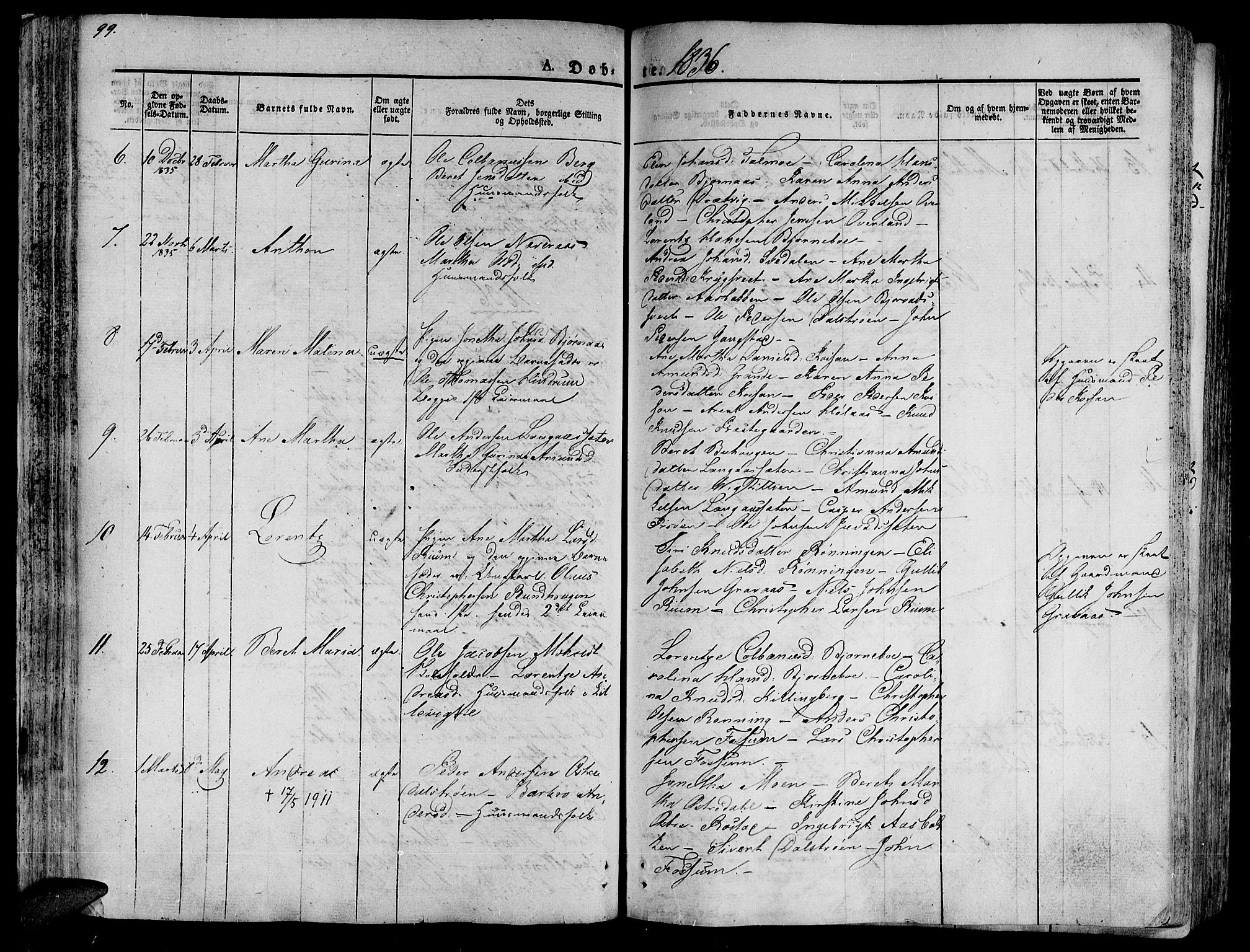 Ministerialprotokoller, klokkerbøker og fødselsregistre - Nord-Trøndelag, AV/SAT-A-1458/701/L0006: Parish register (official) no. 701A06, 1825-1841, p. 99