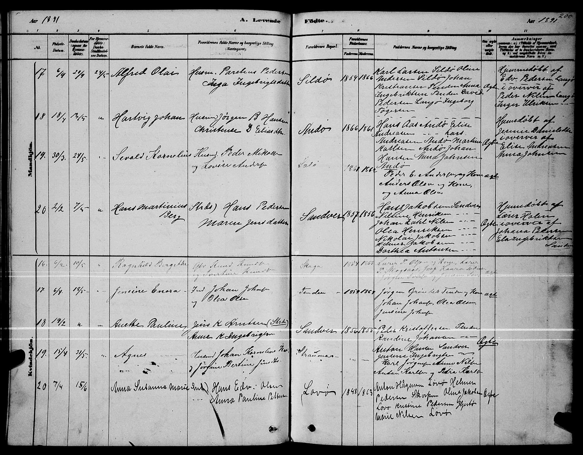 Ministerialprotokoller, klokkerbøker og fødselsregistre - Nordland, AV/SAT-A-1459/834/L0513: Parish register (copy) no. 834C04, 1877-1892, p. 200