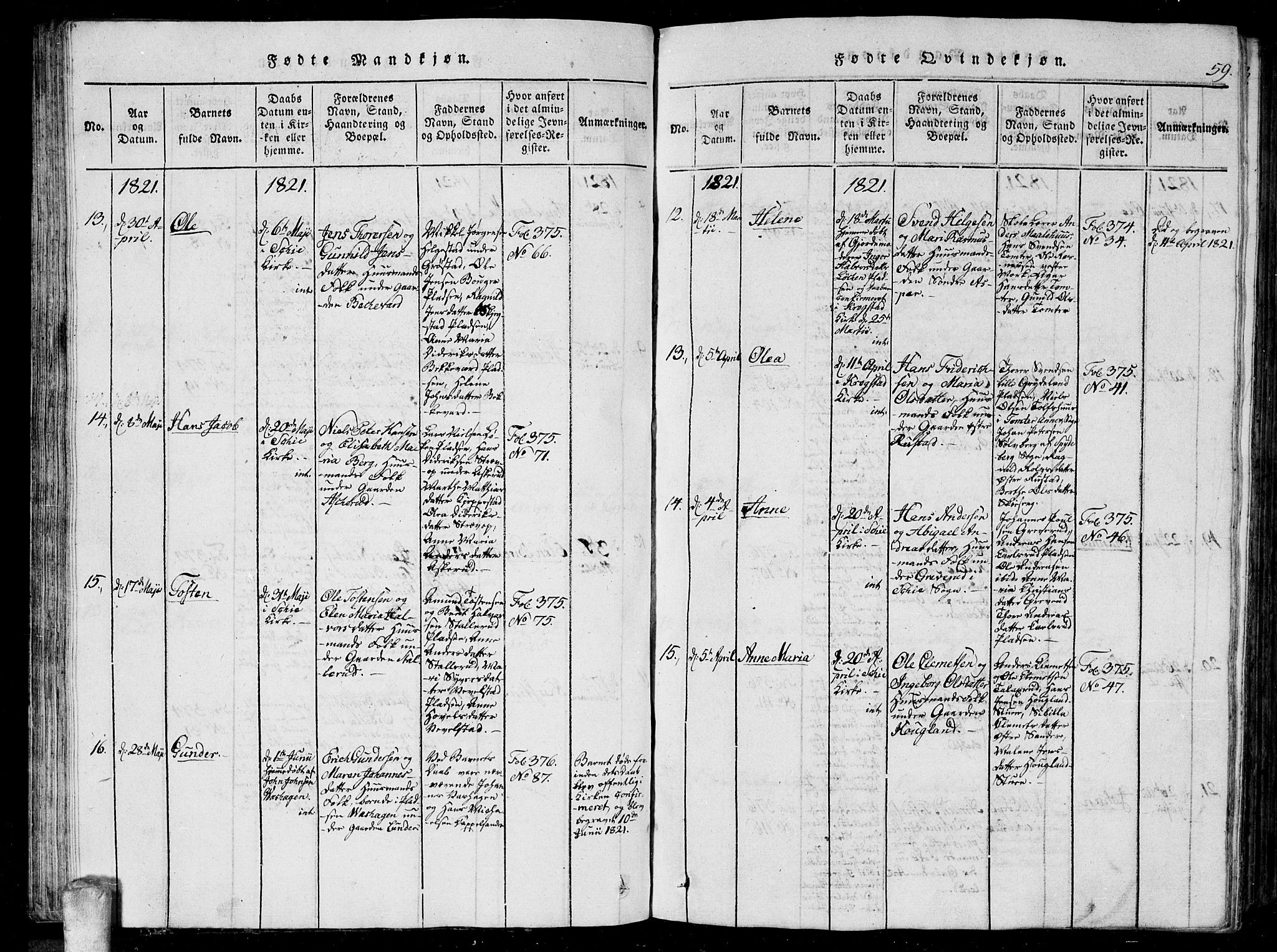 Kråkstad prestekontor Kirkebøker, AV/SAO-A-10125a/G/Ga/L0001: Parish register (copy) no. I 1, 1813-1824, p. 59