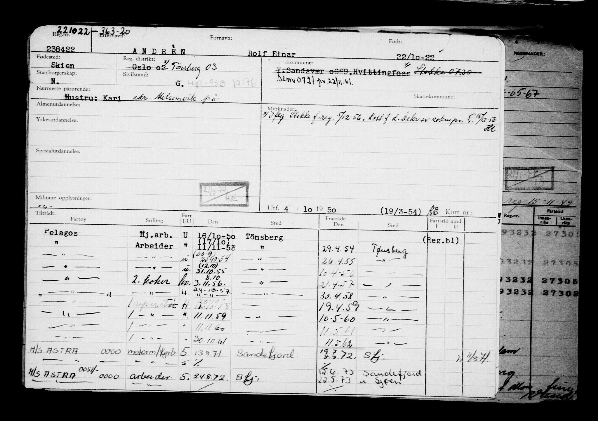 Direktoratet for sjømenn, RA/S-3545/G/Gb/L0211: Hovedkort, 1922, p. 426