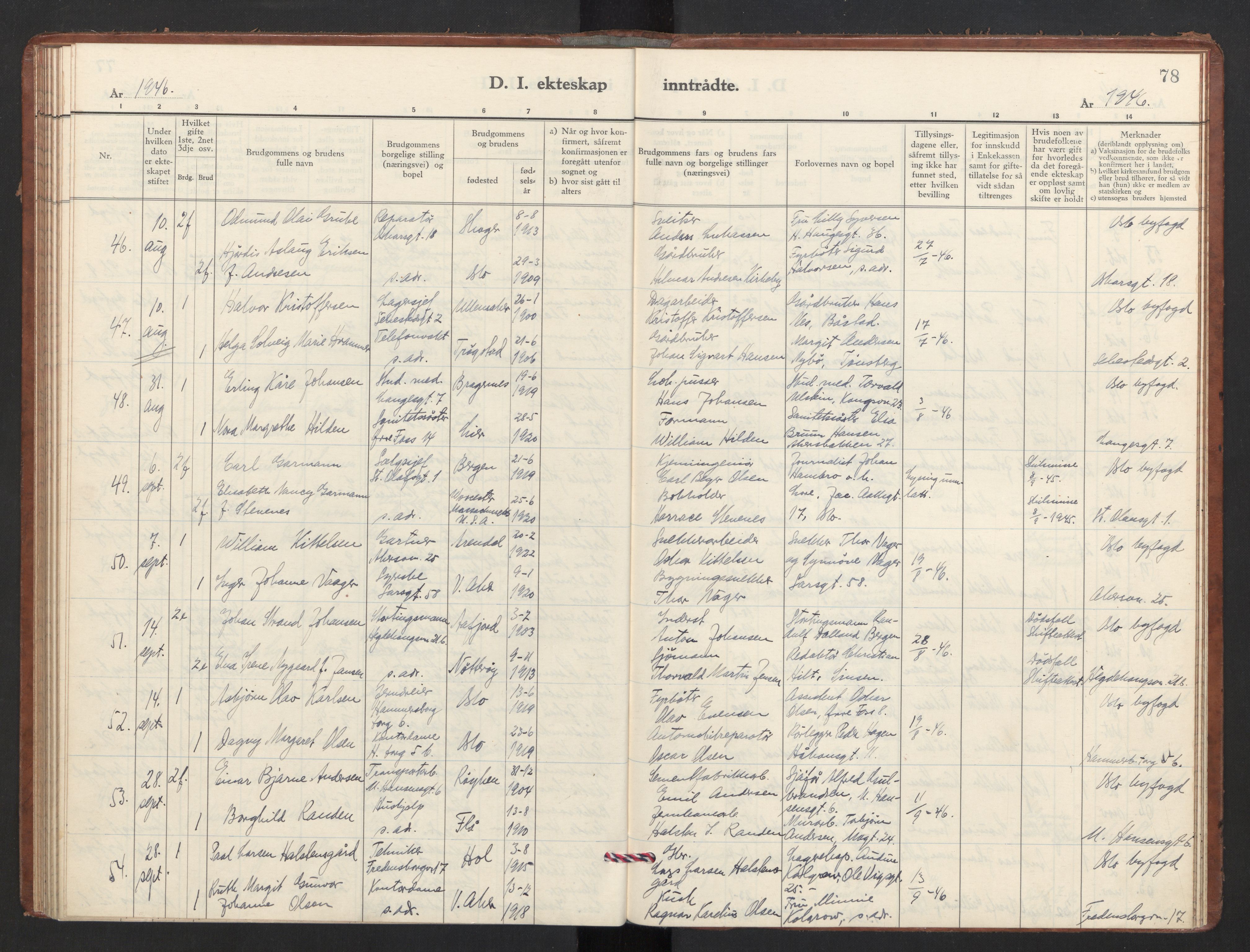 Trefoldighet prestekontor Kirkebøker, AV/SAO-A-10882/F/Fg/L0003: Parish register (official) no. VII 3, 1940-1948, p. 78