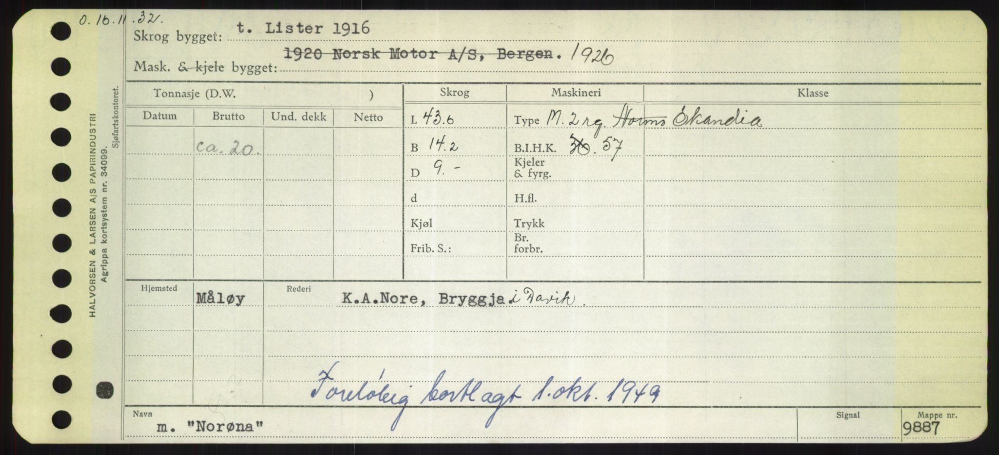 Sjøfartsdirektoratet med forløpere, Skipsmålingen, RA/S-1627/H/Hd/L0027: Fartøy, Norhop-Nør, p. 277