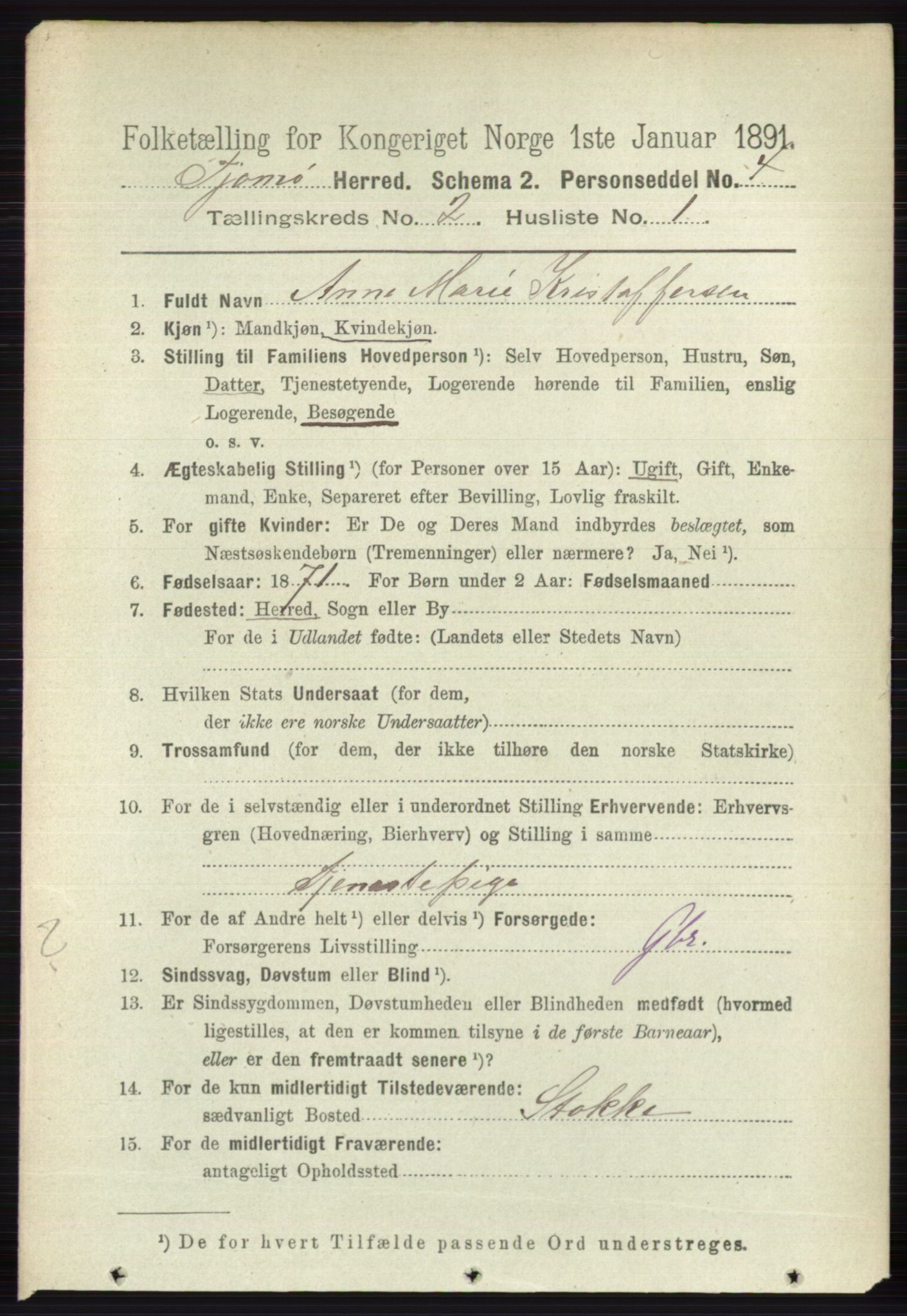 RA, 1891 census for 0723 Tjøme, 1891, p. 371