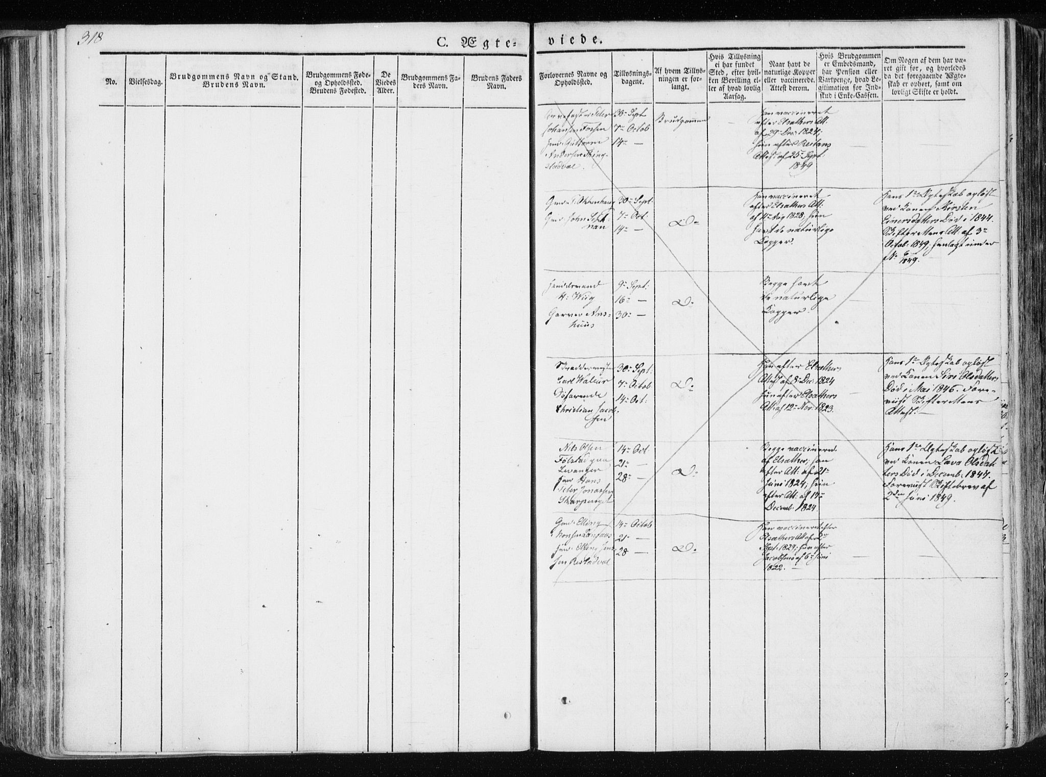 Ministerialprotokoller, klokkerbøker og fødselsregistre - Nord-Trøndelag, SAT/A-1458/717/L0154: Parish register (official) no. 717A06 /1, 1836-1849, p. 318