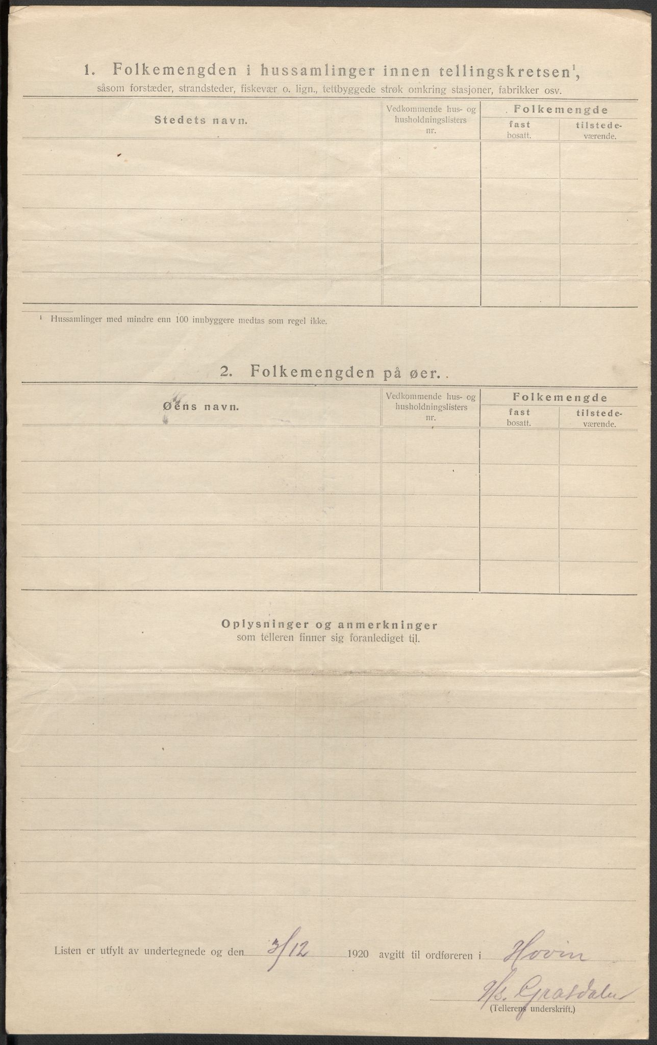 SAKO, 1920 census for Hovin, 1920, p. 22