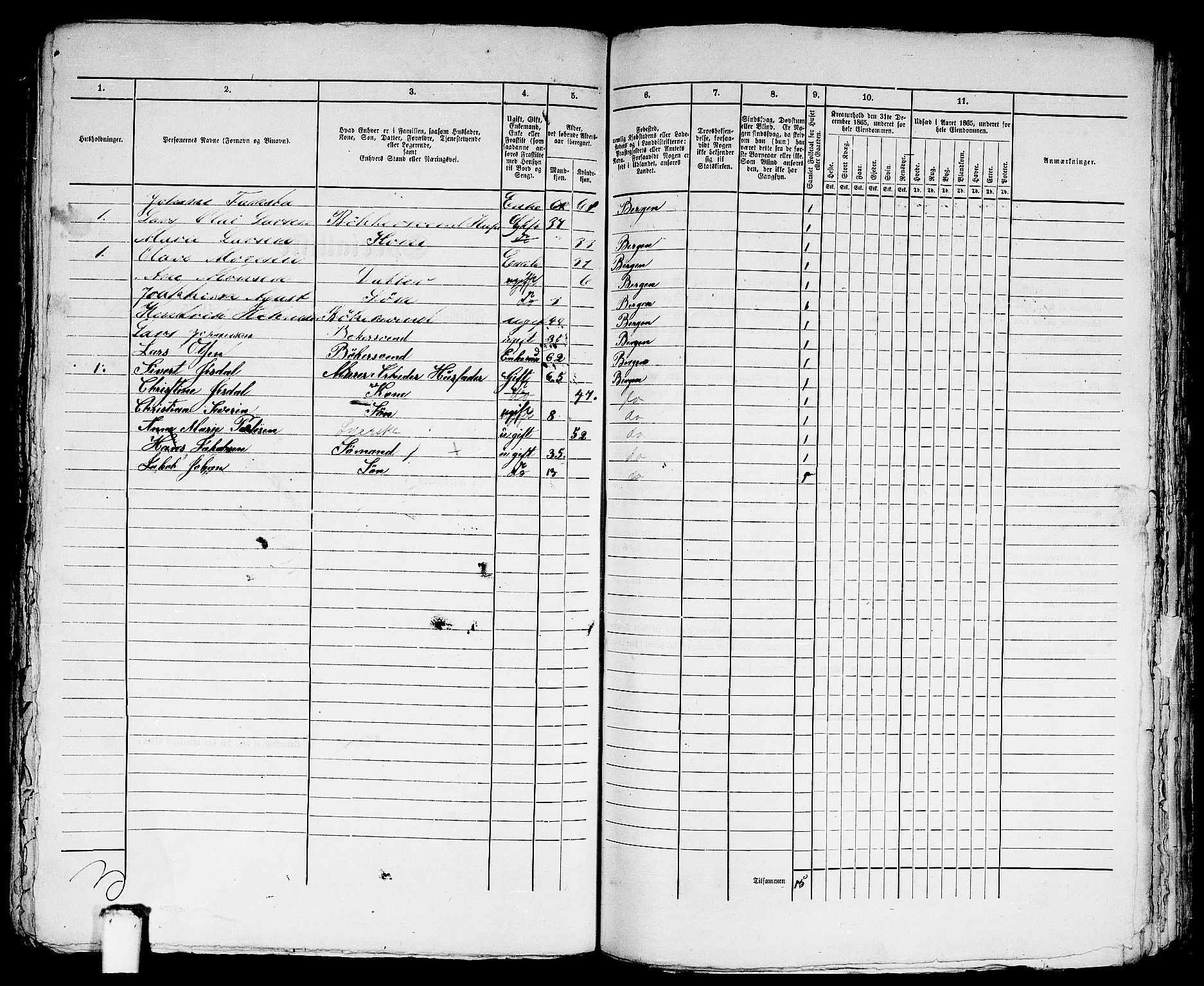 RA, 1865 census for Bergen, 1865, p. 4960