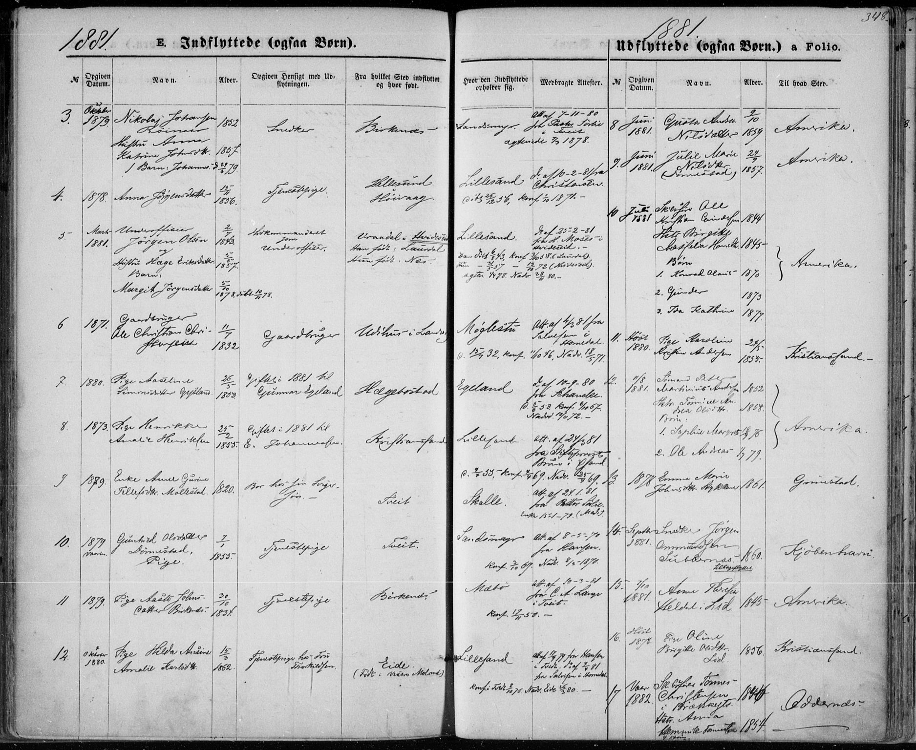 Vestre Moland sokneprestkontor, AV/SAK-1111-0046/F/Fa/Fab/L0008: Parish register (official) no. A 8, 1873-1883, p. 348