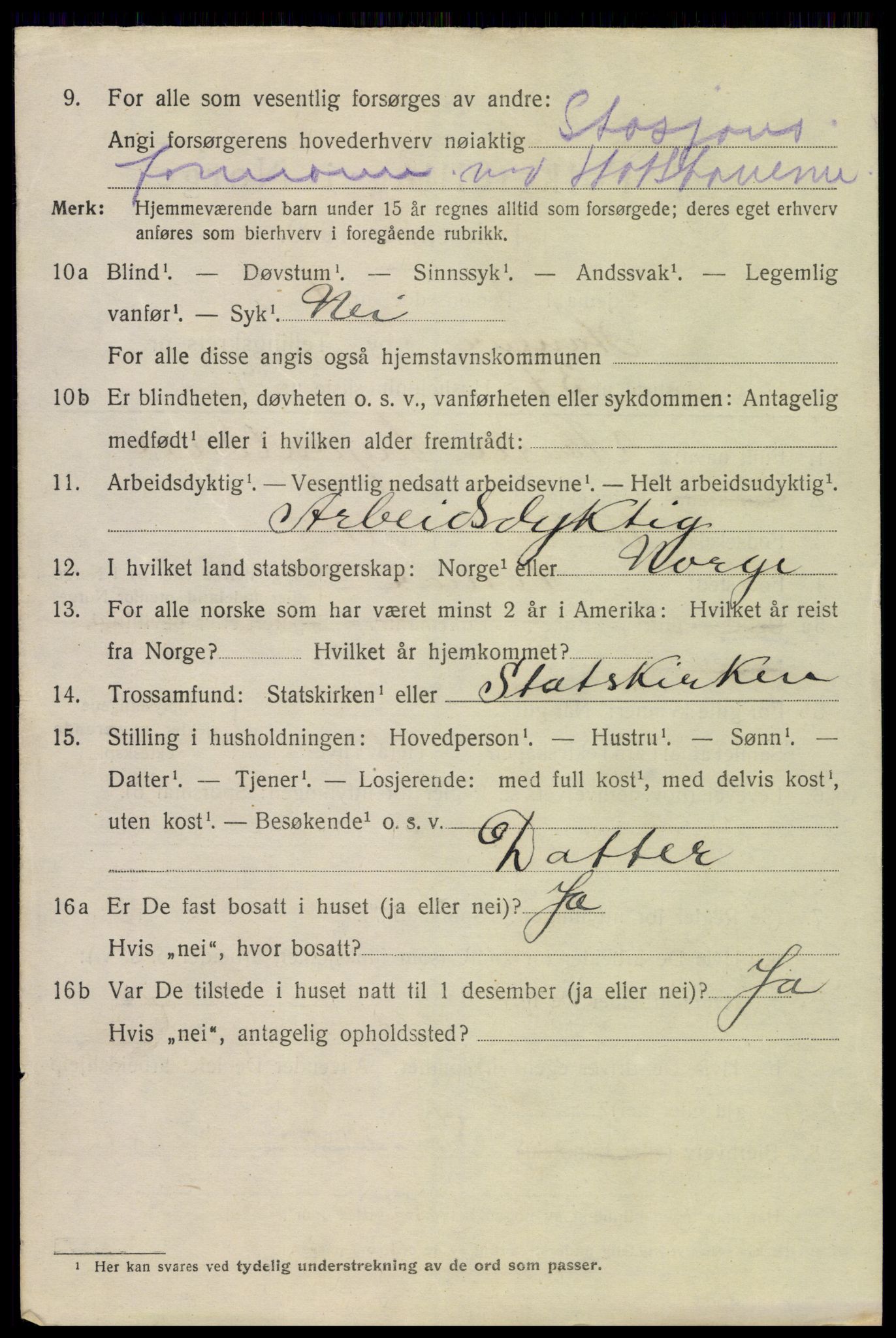 SAH, 1920 census for Hamar, 1920, p. 7794