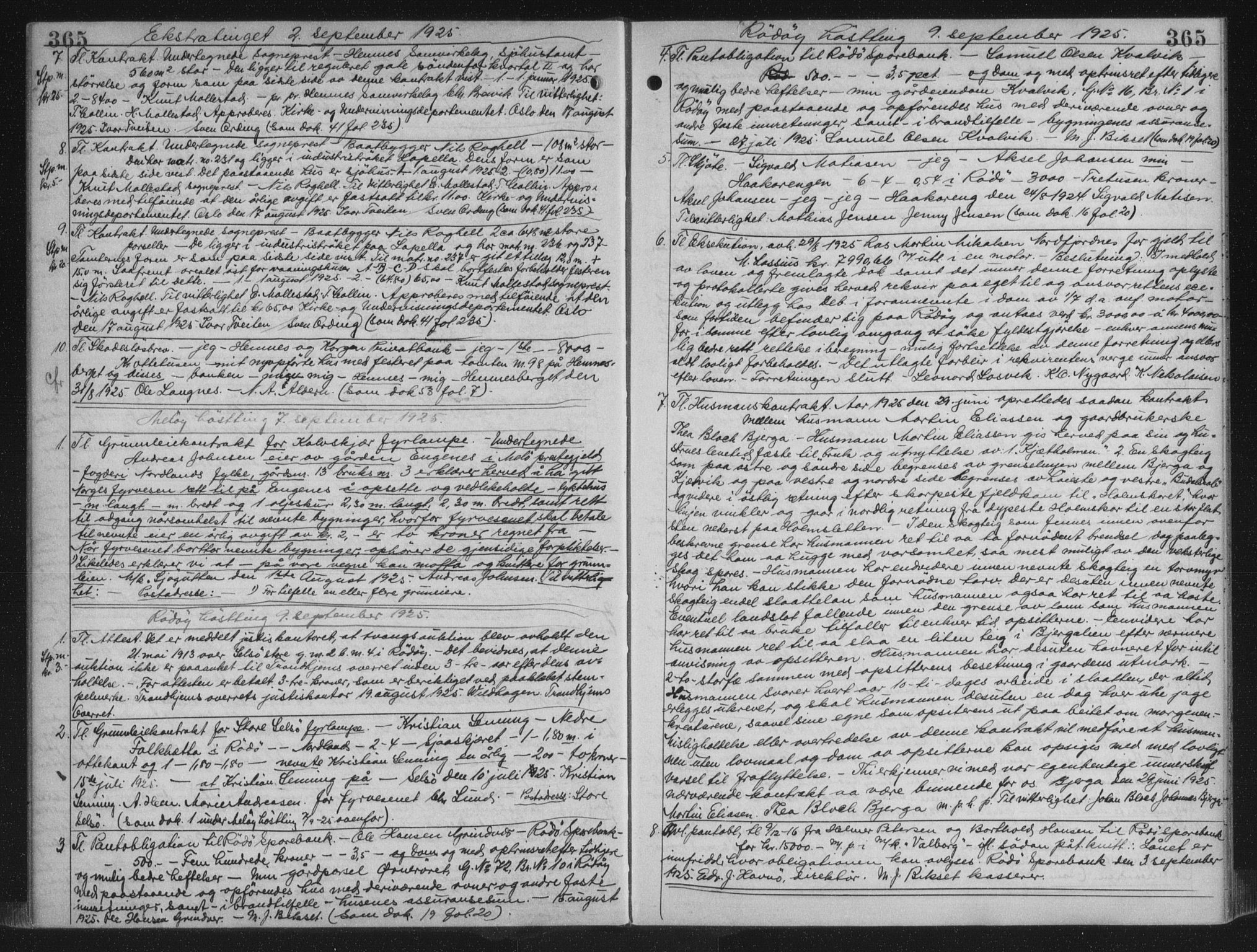 Rana sorenskriveri , AV/SAT-A-1108/1/2/2C/L0018: Mortgage book no. 18, 1923-1928, p. 365, Deed date: 09.09.1925