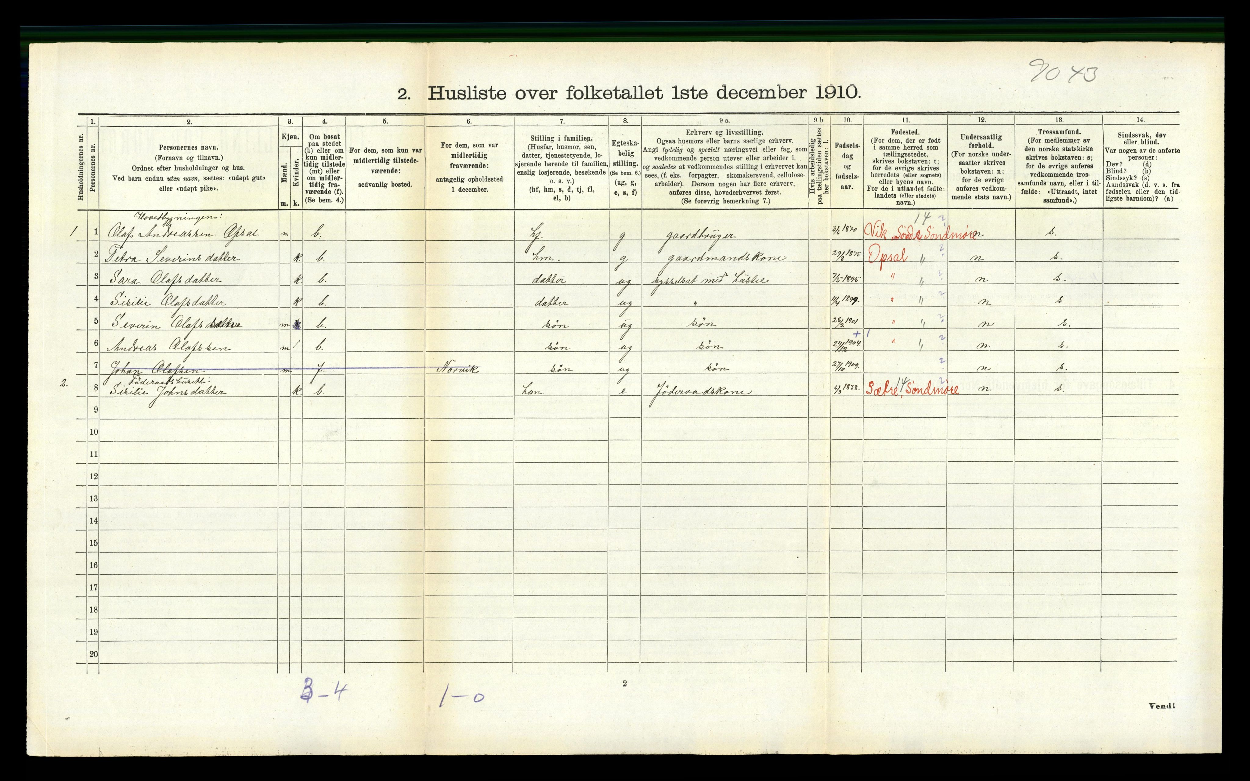 RA, 1910 census for Vanylven, 1910, p. 818