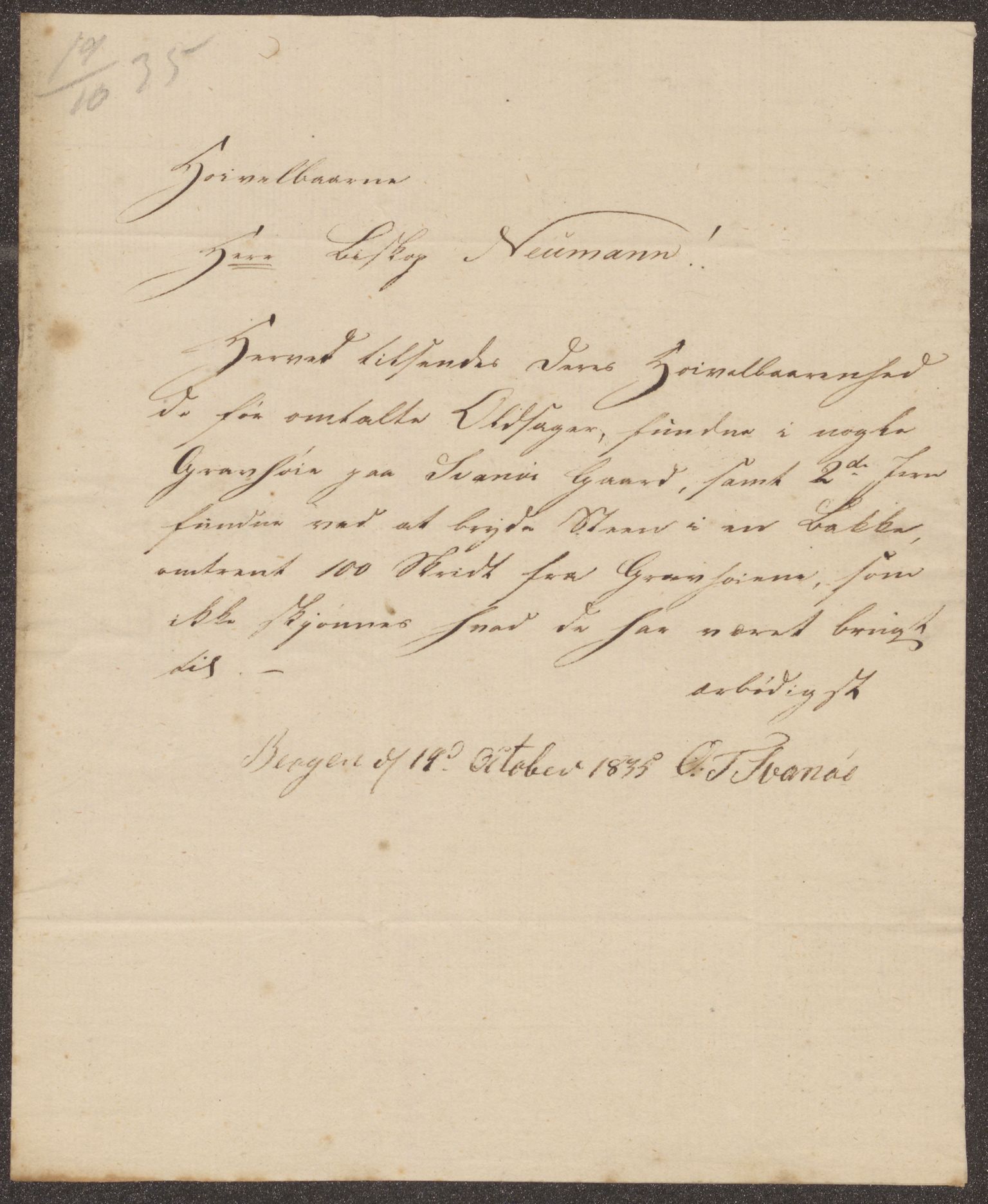 Bergens Museum, UMB/A007/D/Da/L0007/0003: Brevsamling 1834 - 1835 / Brevsamling 1835, 1835