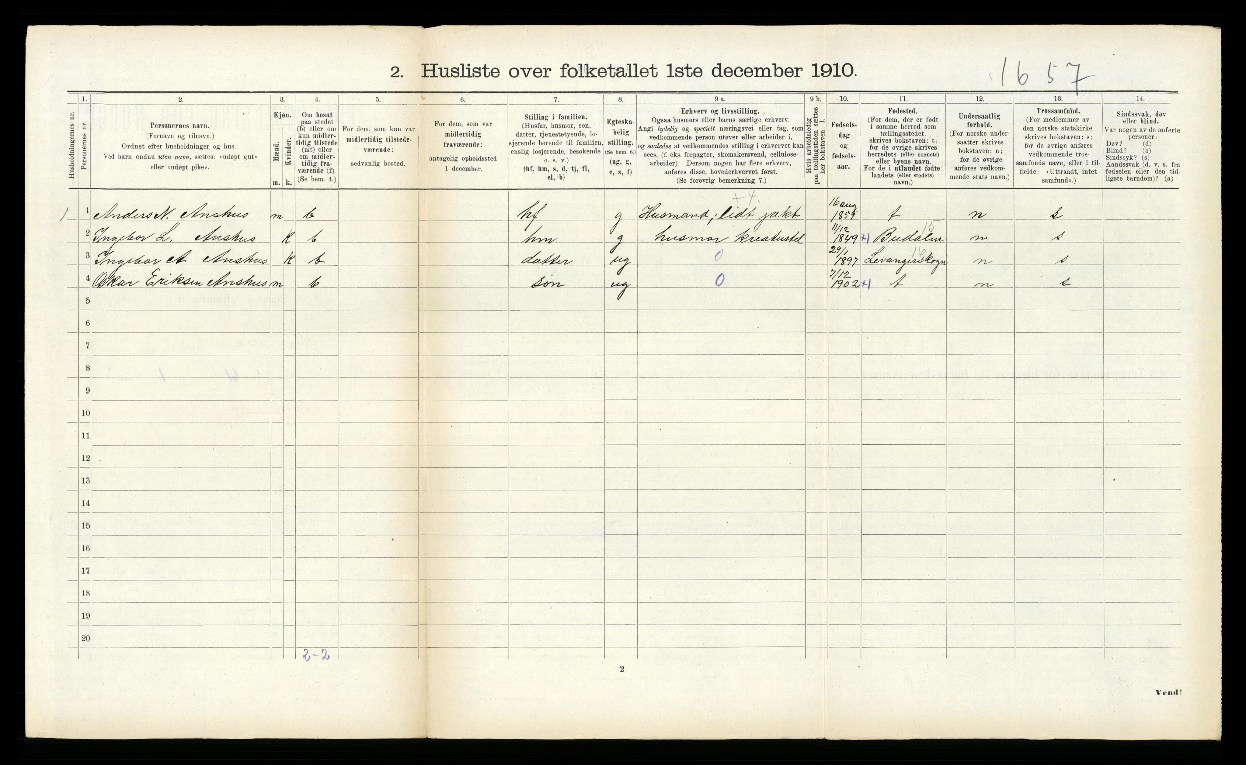 RA, 1910 census for Soknedal, 1910, p. 536