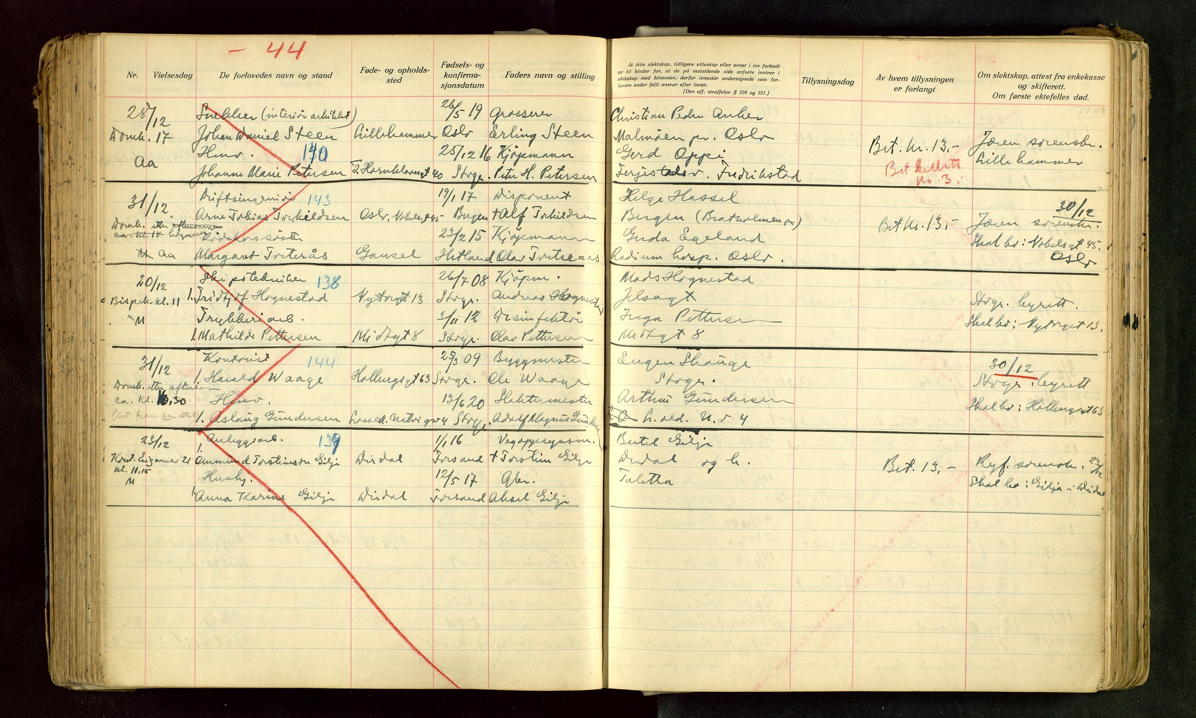 Domkirken sokneprestkontor, AV/SAST-A-101812/001/70/705BA/L0008: Banns register no. 8, 1936-1956