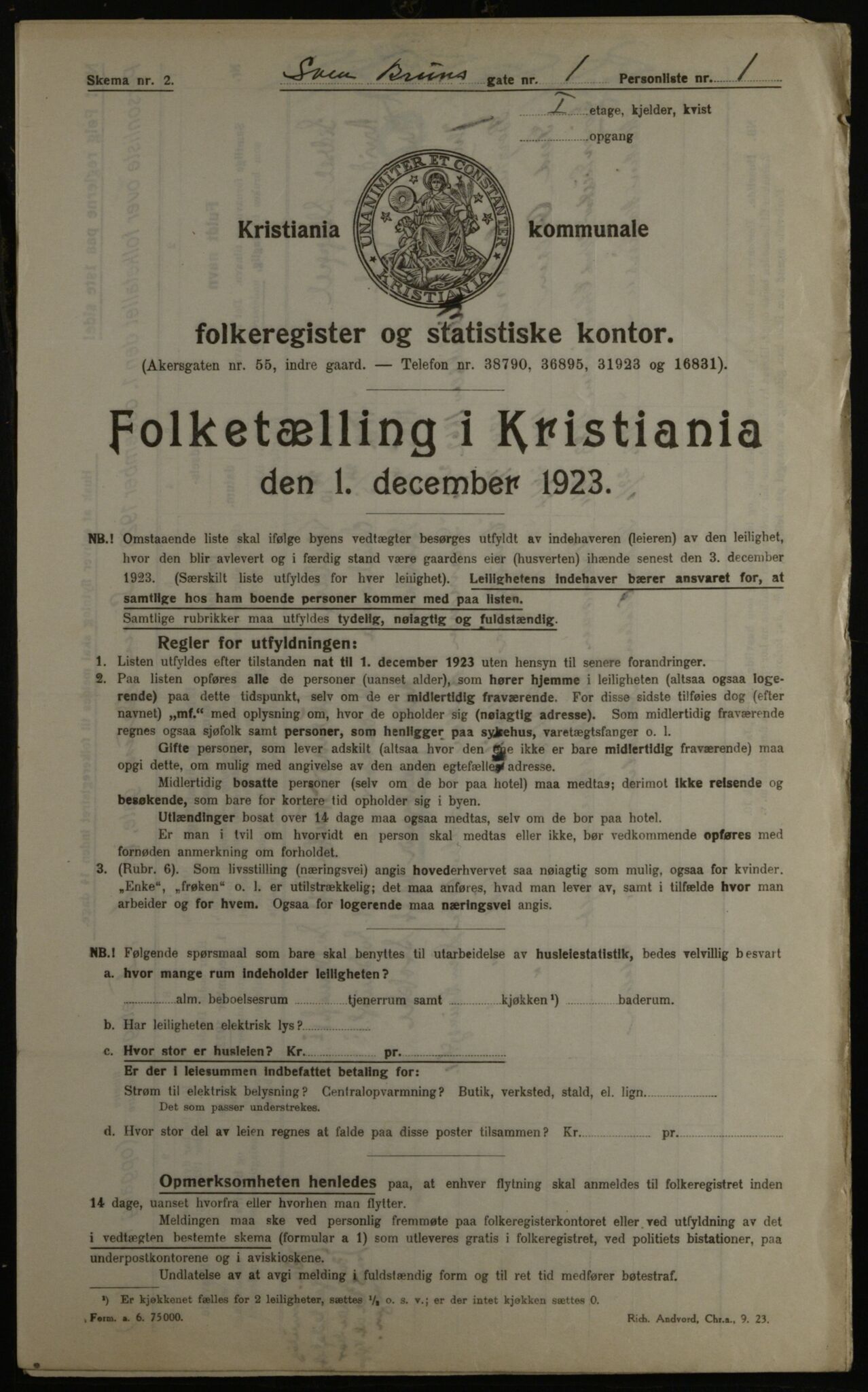 OBA, Municipal Census 1923 for Kristiania, 1923, p. 116143