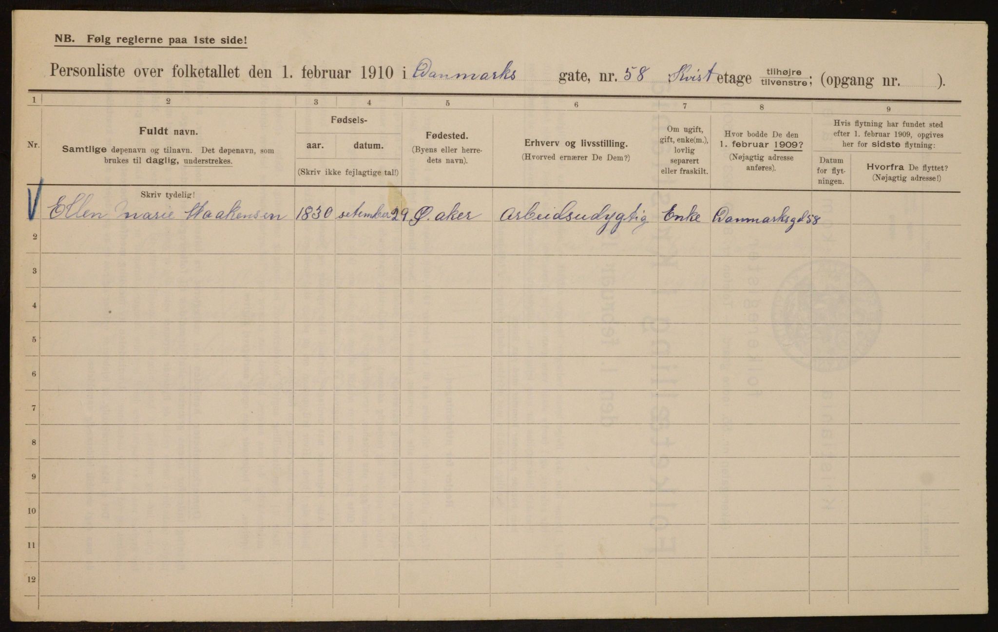 OBA, Municipal Census 1910 for Kristiania, 1910, p. 14430