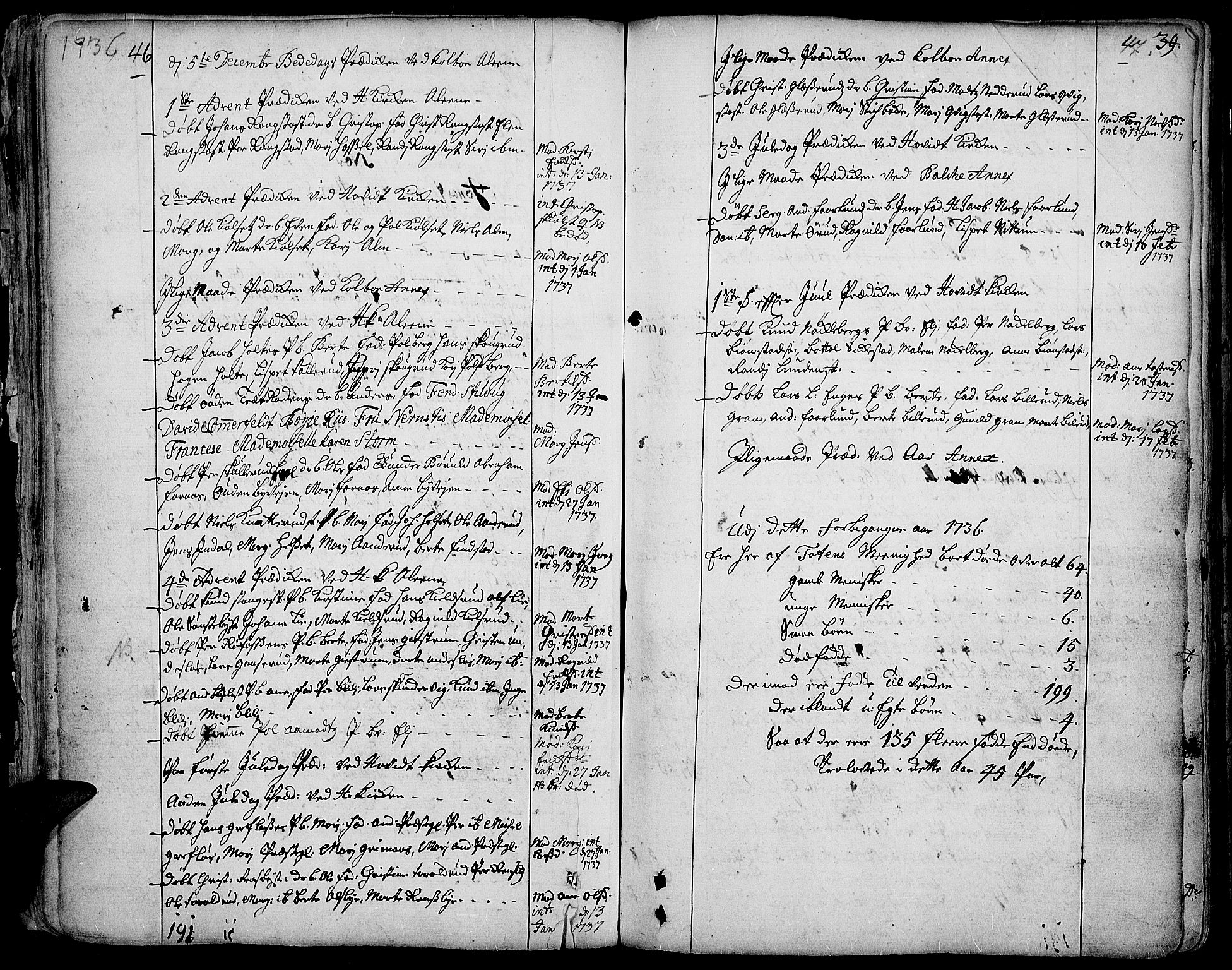 Toten prestekontor, SAH/PREST-102/H/Ha/Haa/L0003: Parish register (official) no. 3, 1734-1751, p. 46-47