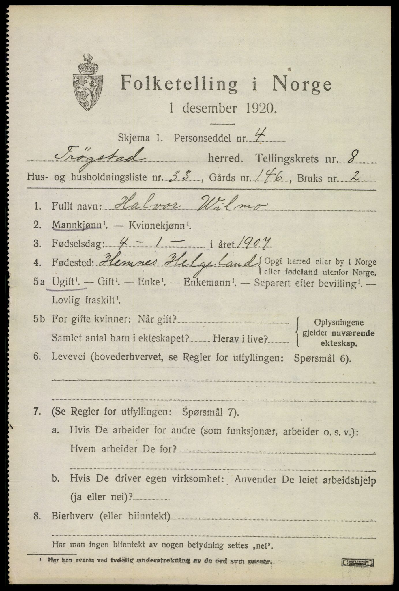 SAO, 1920 census for Trøgstad, 1920, p. 8750