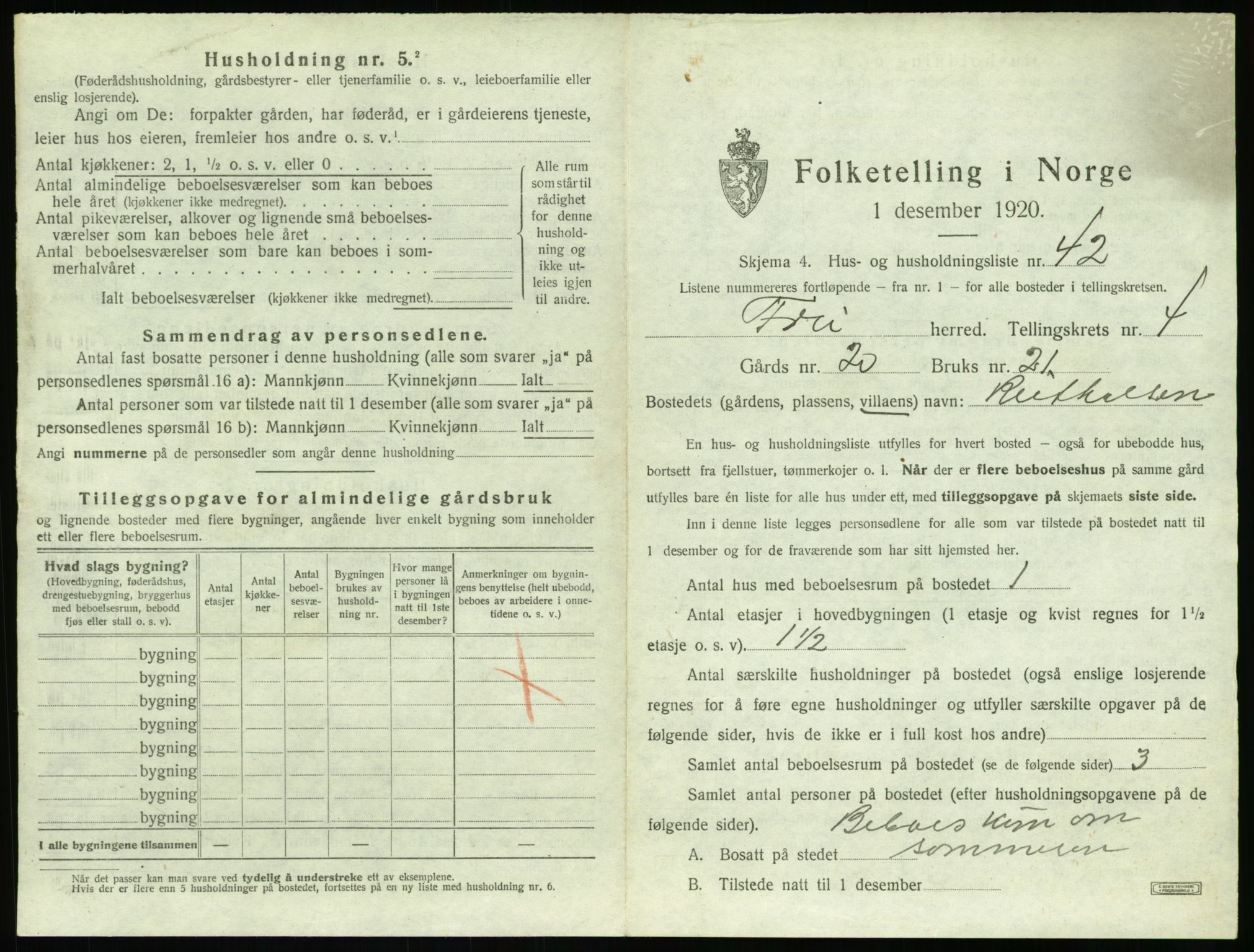 SAT, 1920 census for Frei, 1920, p. 409