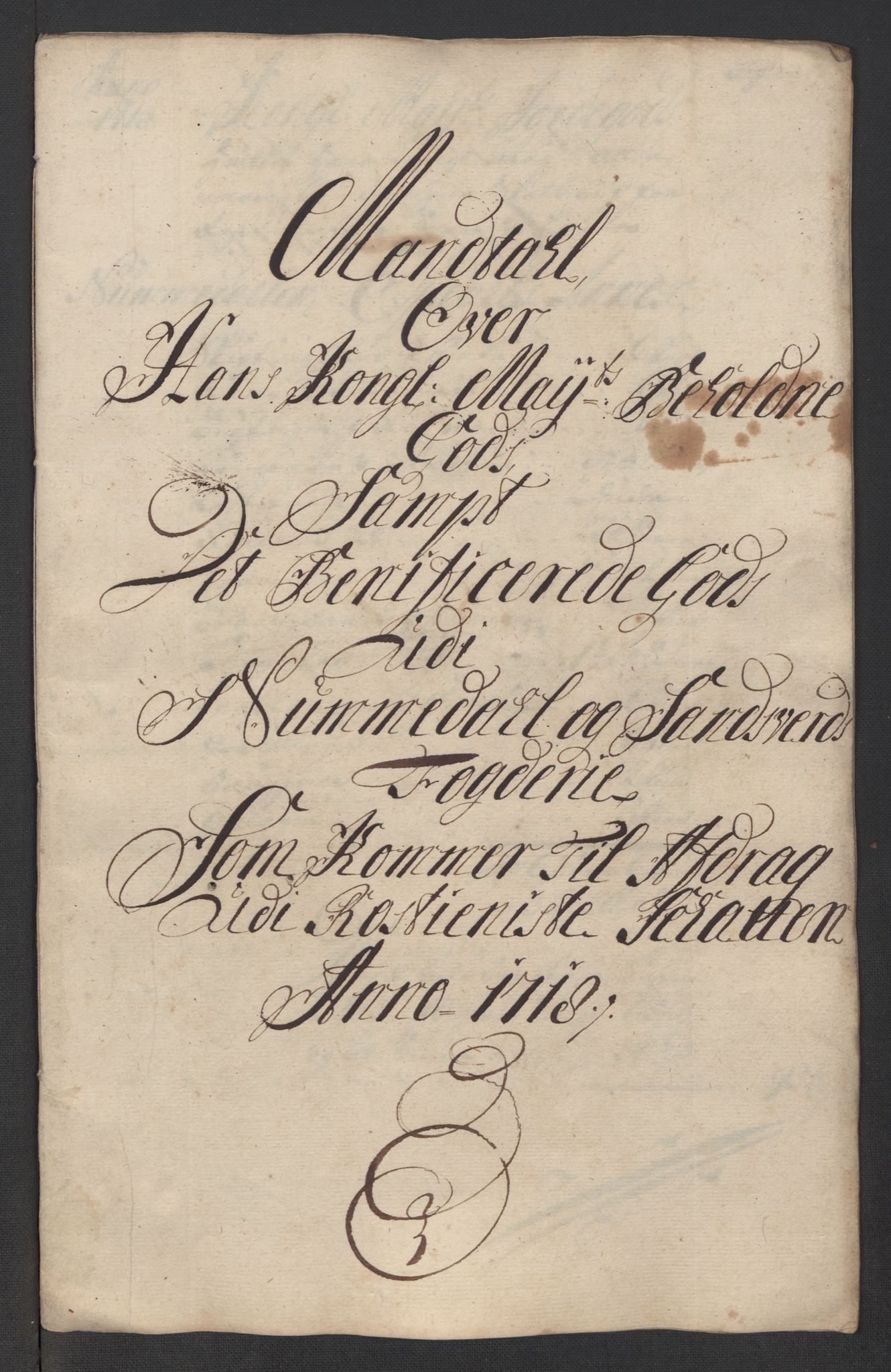 Rentekammeret inntil 1814, Reviderte regnskaper, Fogderegnskap, RA/EA-4092/R24/L1594: Fogderegnskap Numedal og Sandsvær, 1718, p. 354