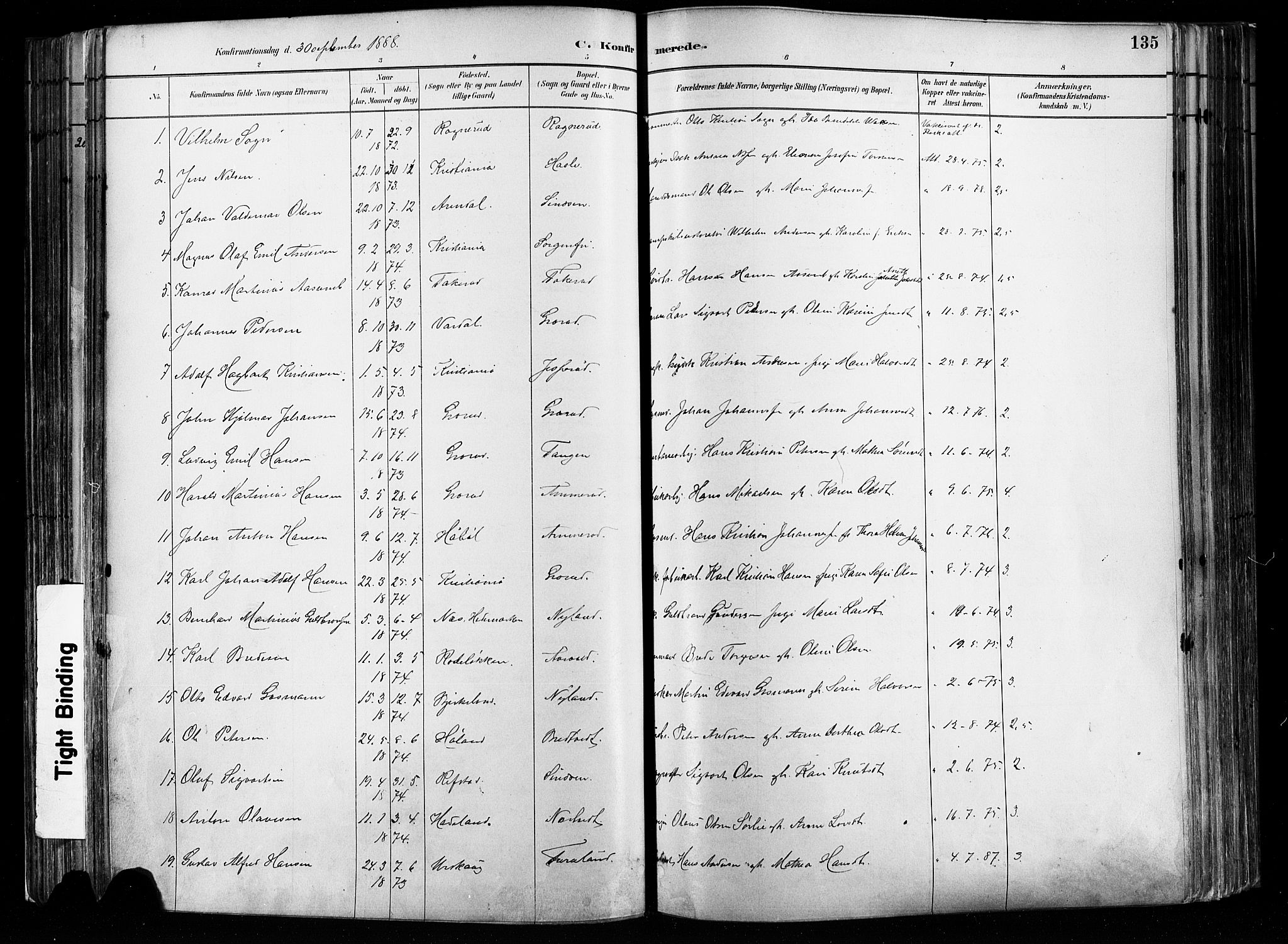 Østre Aker prestekontor Kirkebøker, AV/SAO-A-10840/F/Fa/L0008: Parish register (official) no. I 8, 1883-1894, p. 135