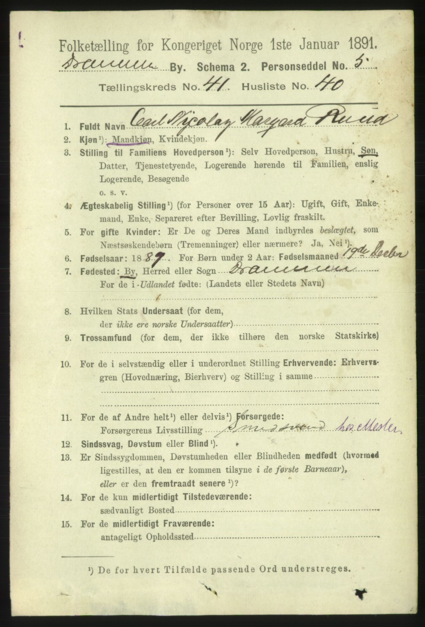 RA, 1891 census for 0602 Drammen, 1891, p. 24475