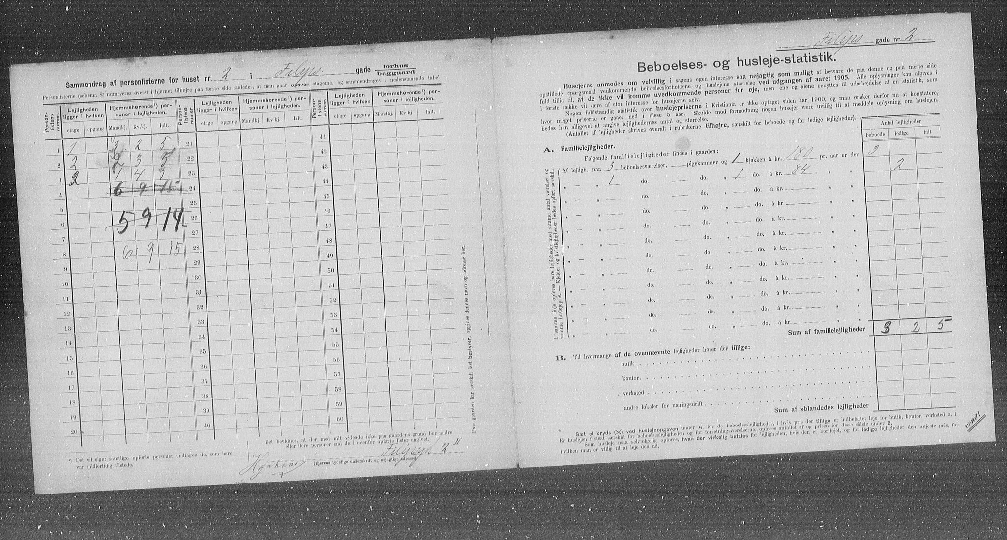 OBA, Municipal Census 1905 for Kristiania, 1905, p. 12490