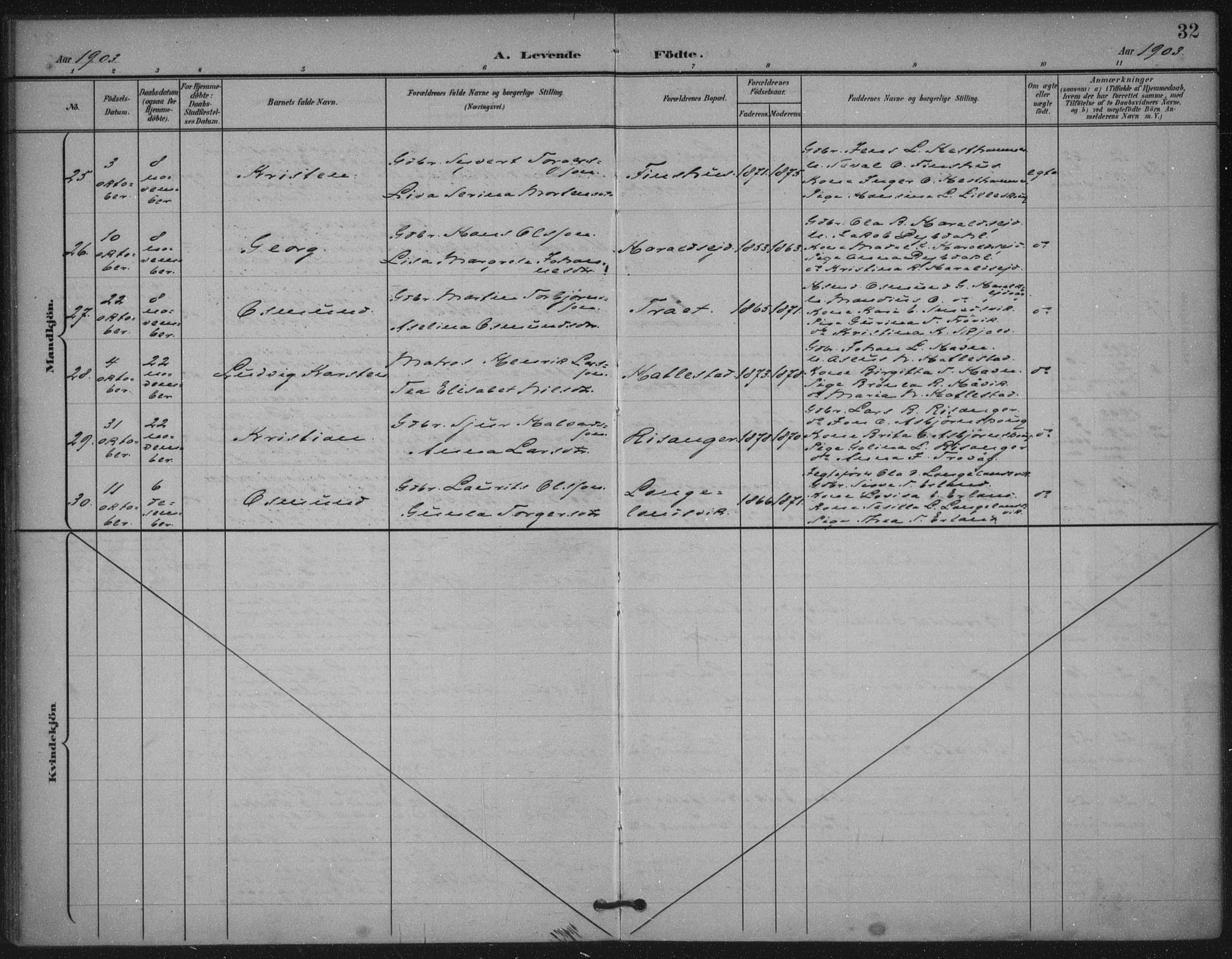 Skjold sokneprestkontor, AV/SAST-A-101847/H/Ha/Haa/L0011: Parish register (official) no. A 11, 1897-1914, p. 32