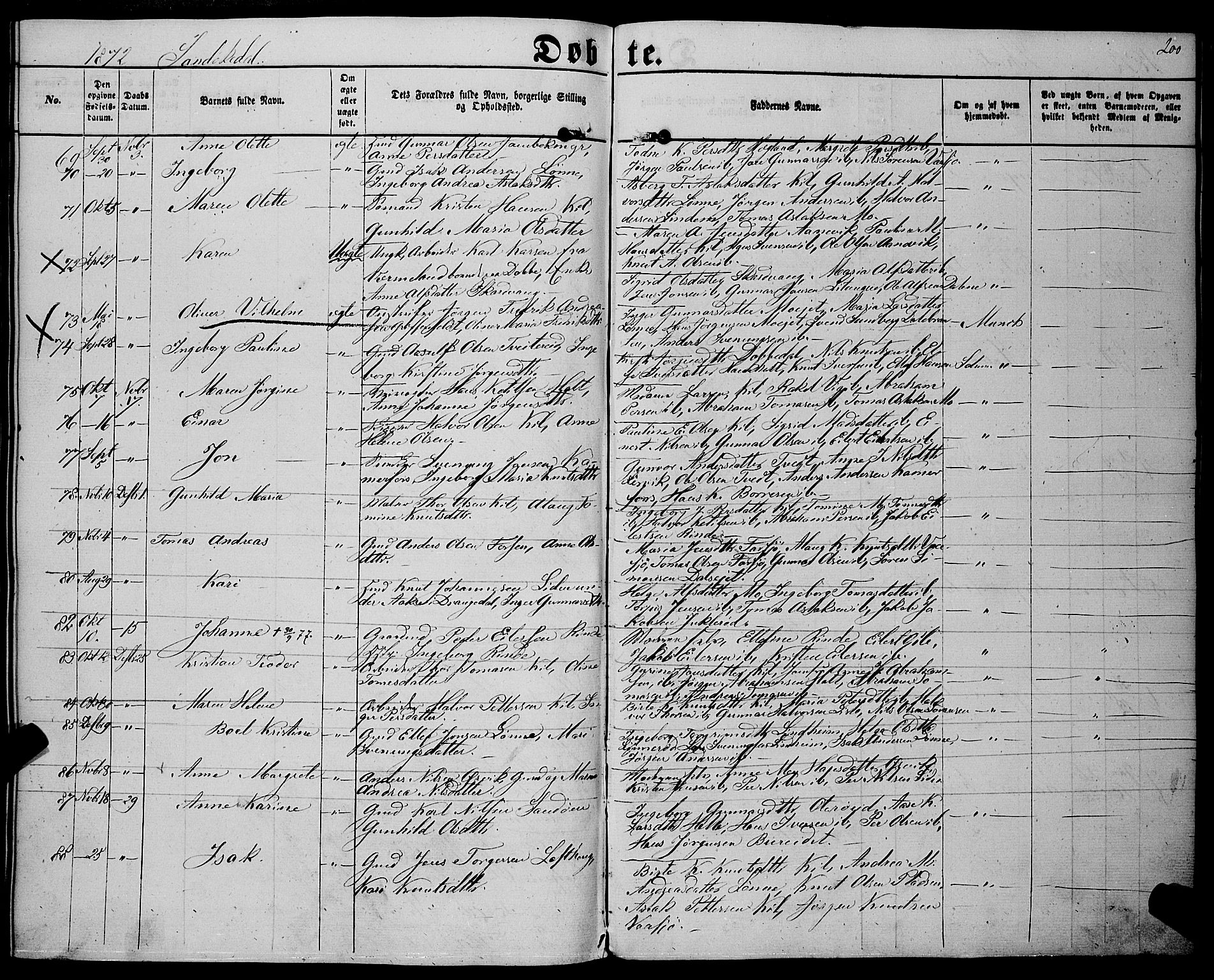 Sannidal kirkebøker, SAKO/A-296/F/Fa/L0011: Parish register (official) no. 11, 1863-1873, p. 200