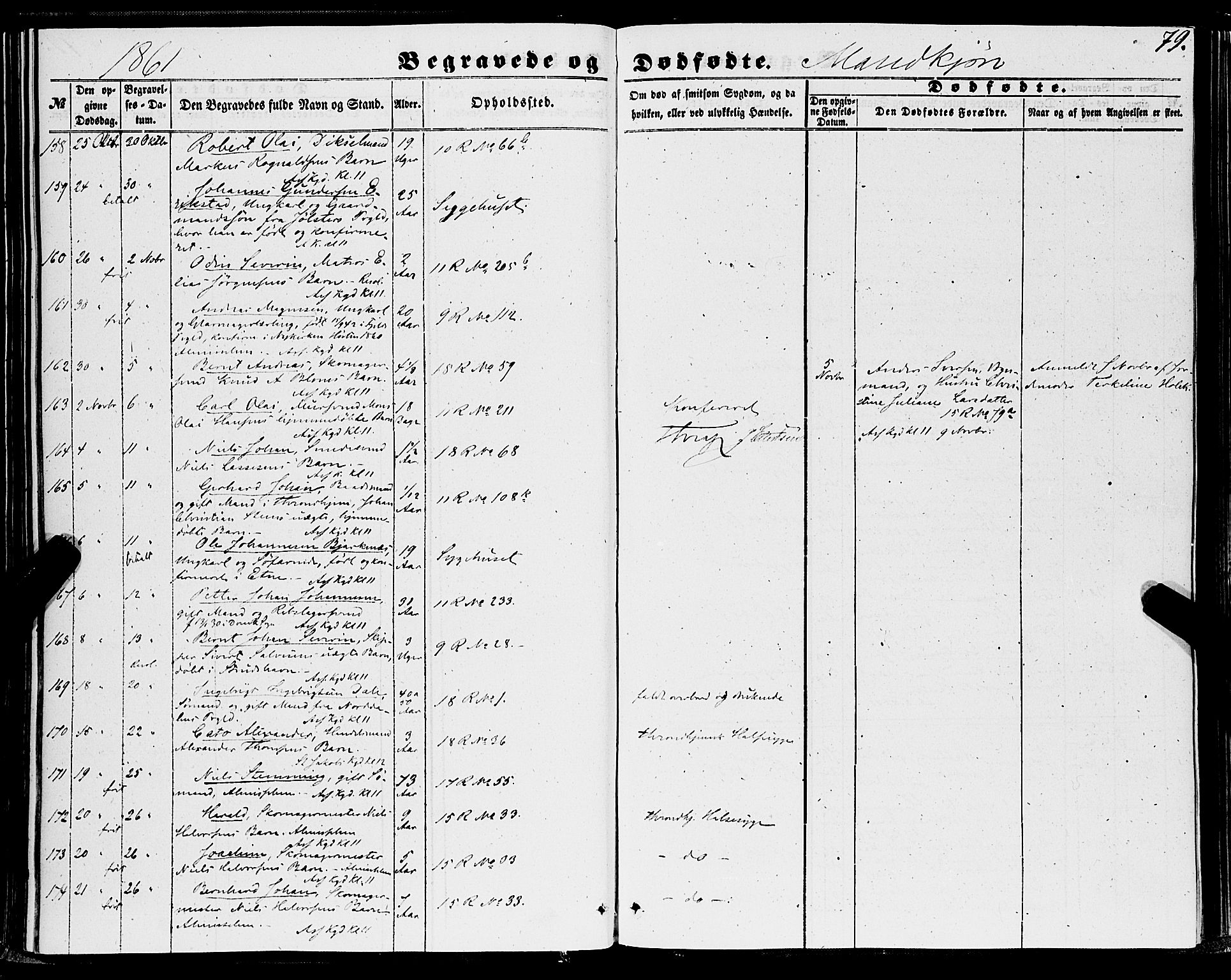 Domkirken sokneprestembete, AV/SAB-A-74801/H/Haa/L0041: Parish register (official) no. E 2, 1853-1863, p. 79