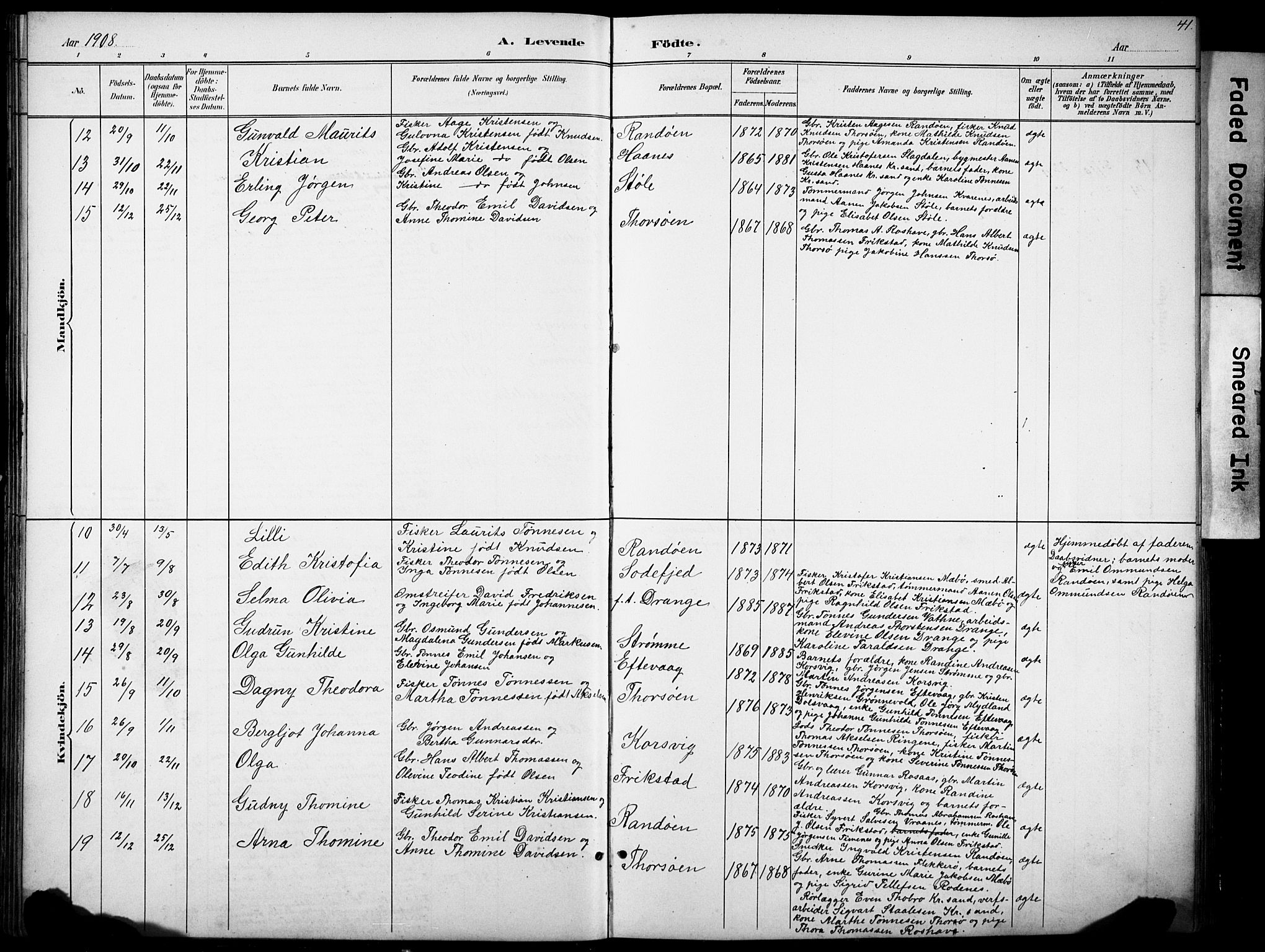 Oddernes sokneprestkontor, SAK/1111-0033/F/Fb/Fbb/L0002: Parish register (copy) no. B 2, 1889-1933, p. 41