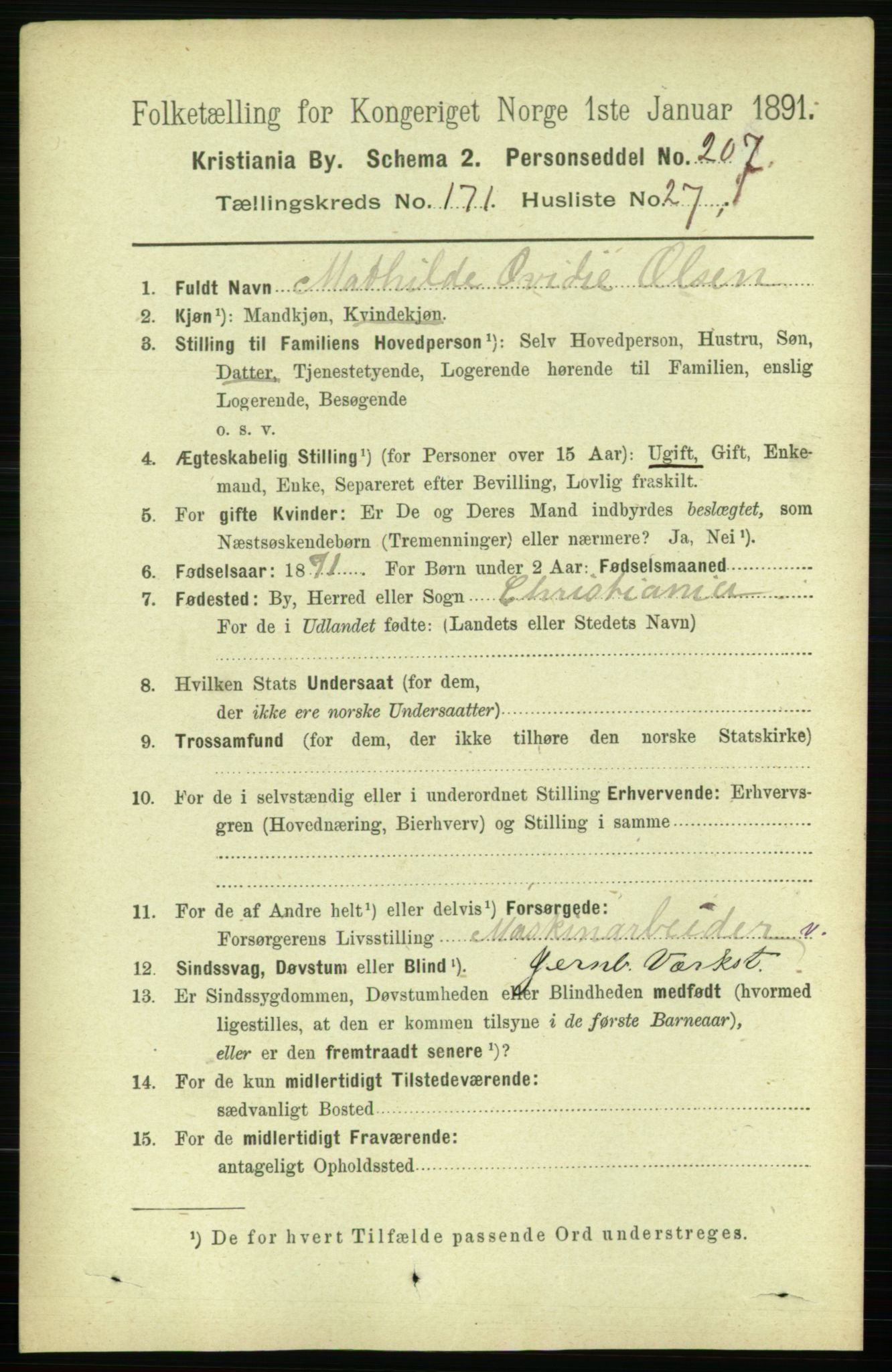 RA, 1891 census for 0301 Kristiania, 1891, p. 101444