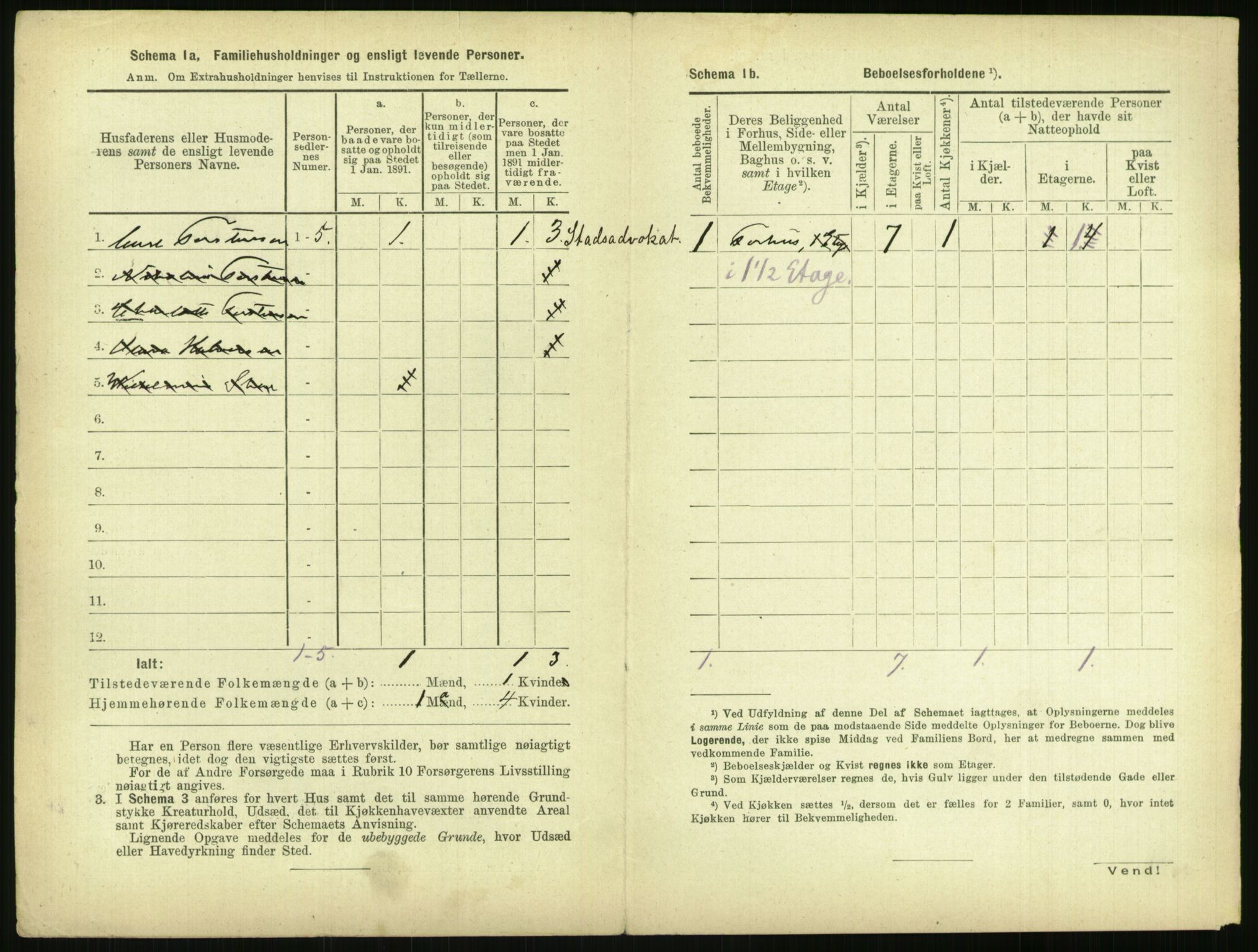 RA, 1891 census for 0806 Skien, 1891, p. 1485