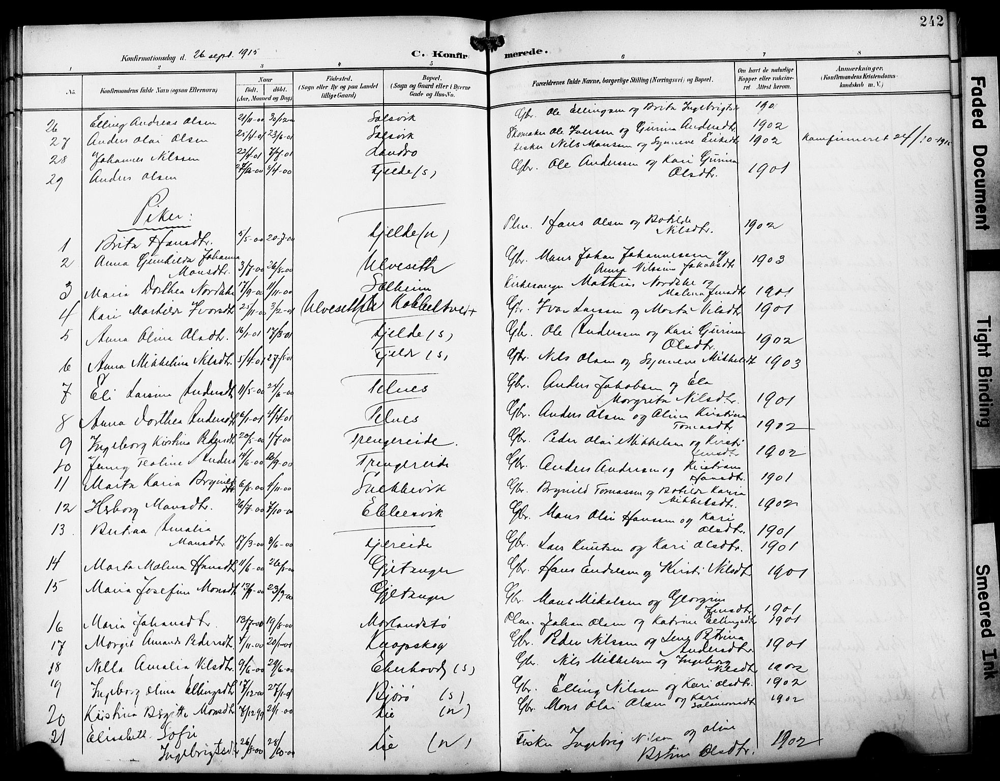 Fjell sokneprestembete, SAB/A-75301/H/Hab: Parish register (copy) no. A 5, 1899-1918, p. 242