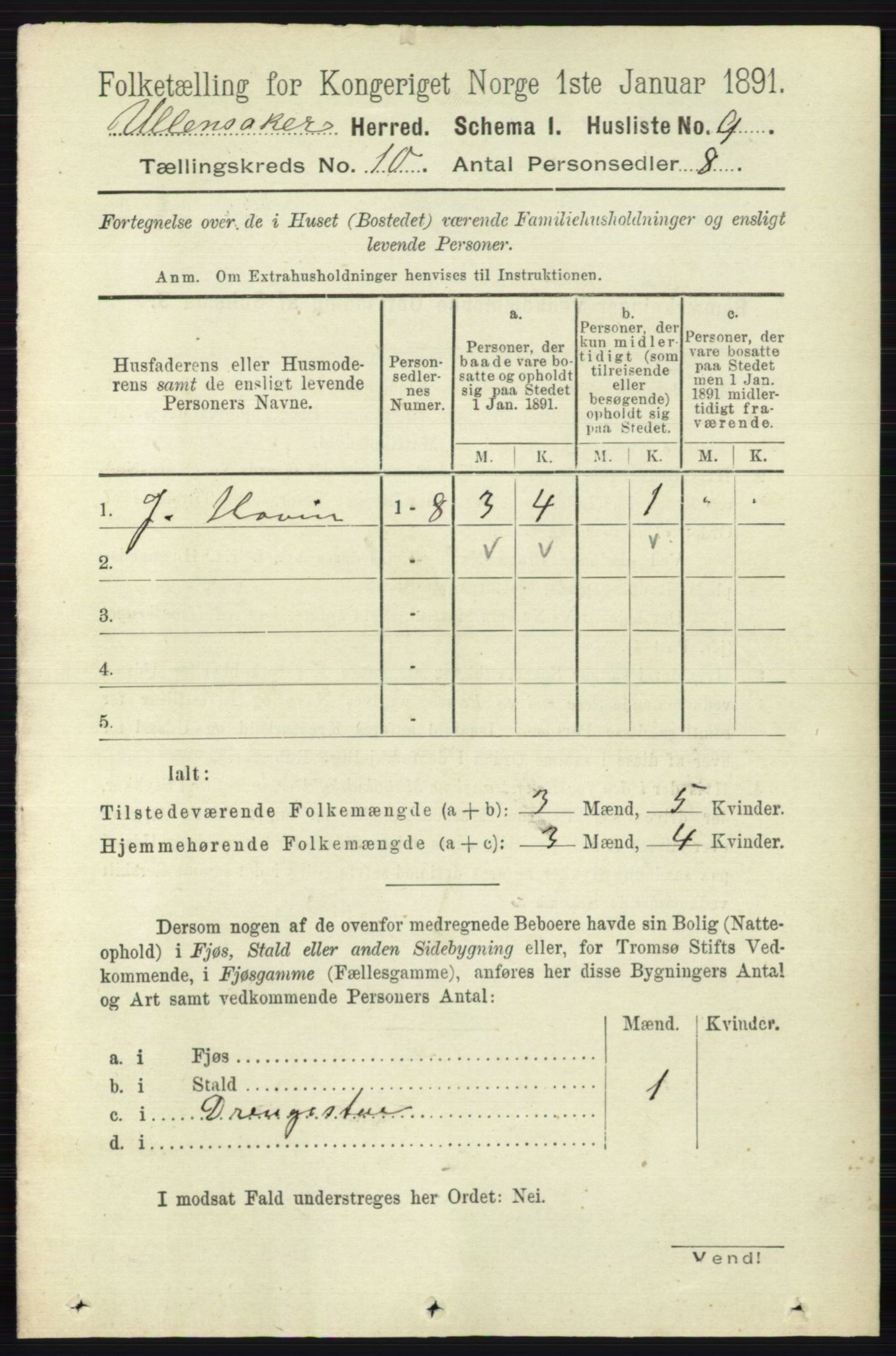 RA, 1891 census for 0235 Ullensaker, 1891, p. 4456