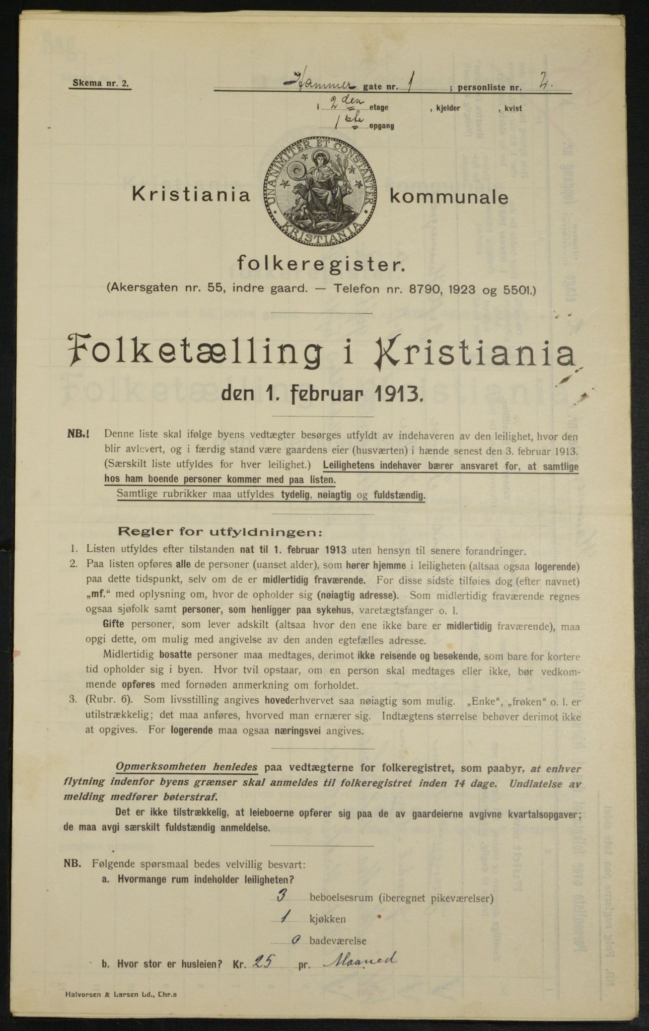 OBA, Municipal Census 1913 for Kristiania, 1913, p. 34383