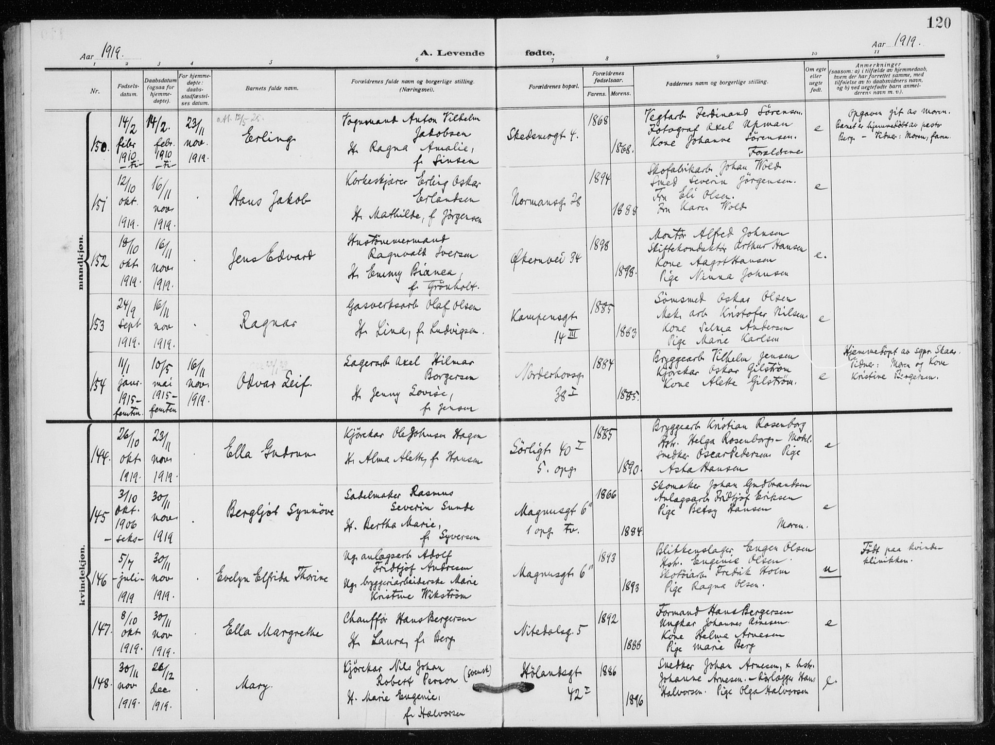 Kampen prestekontor Kirkebøker, AV/SAO-A-10853/F/Fa/L0012: Parish register (official) no. I 12, 1916-1921, p. 120