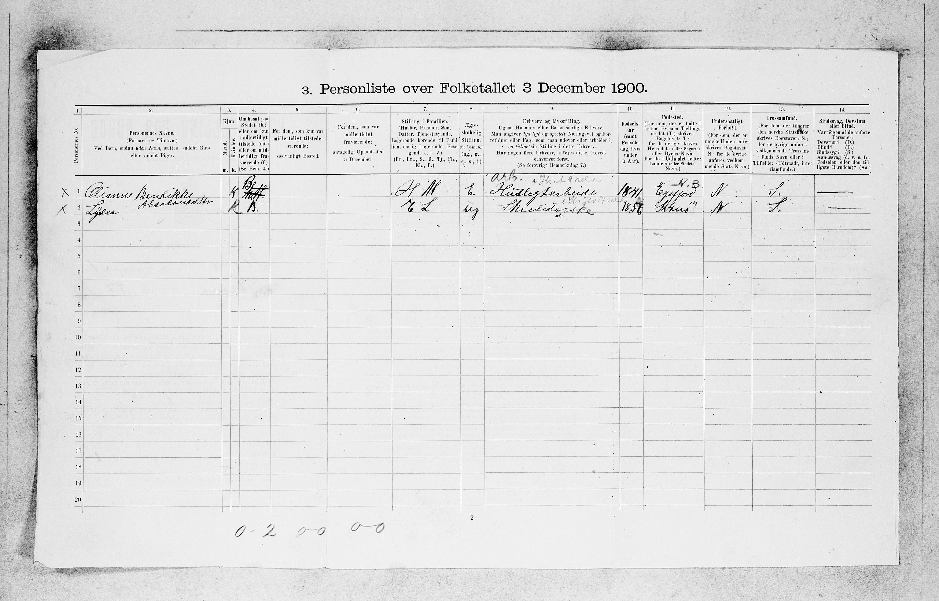 SAB, 1900 census for Florø, 1900, p. 84