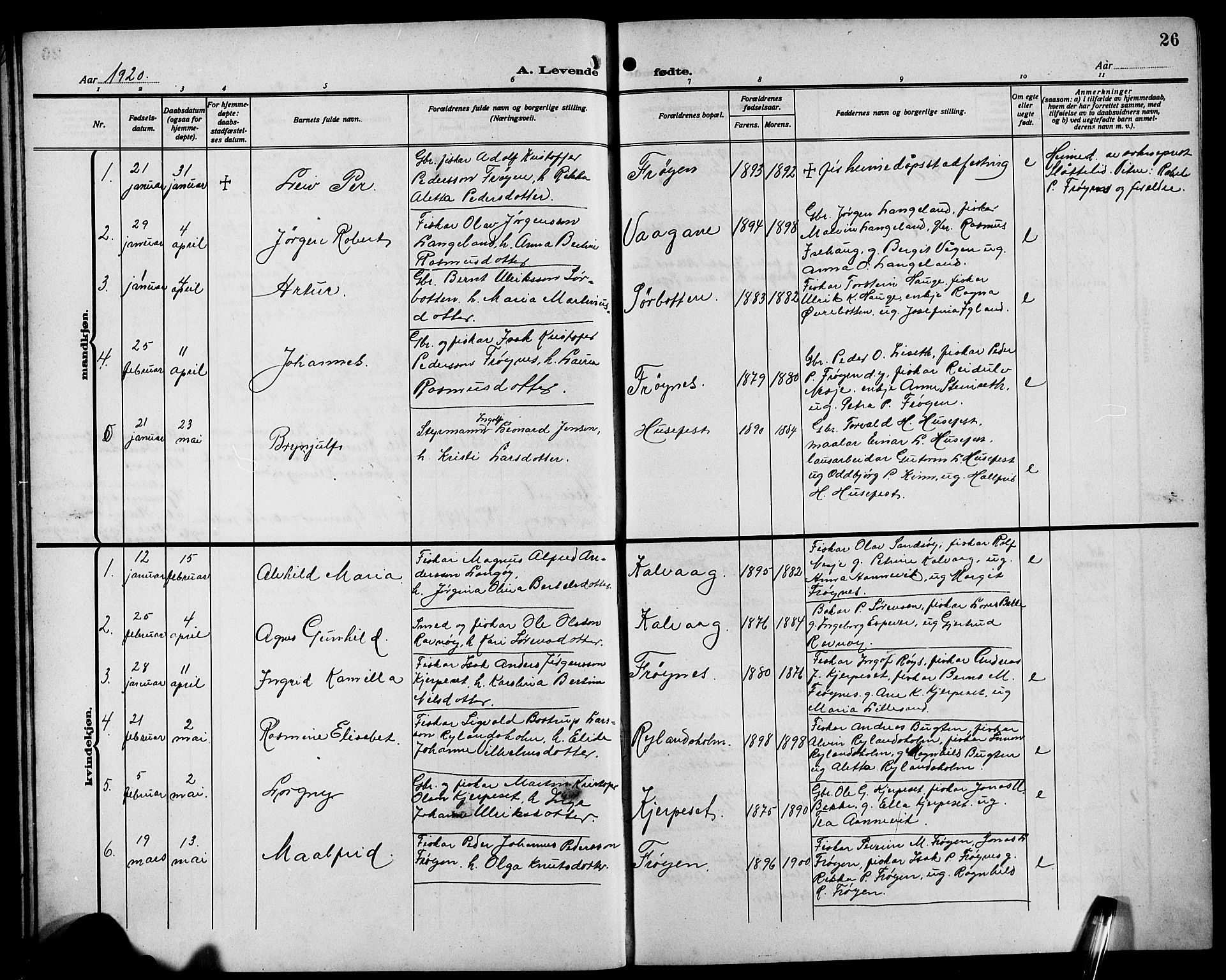 Bremanger sokneprestembete, AV/SAB-A-82201/H/Hab/Habb/L0001: Parish register (copy) no. B 1, 1906-1925, p. 26