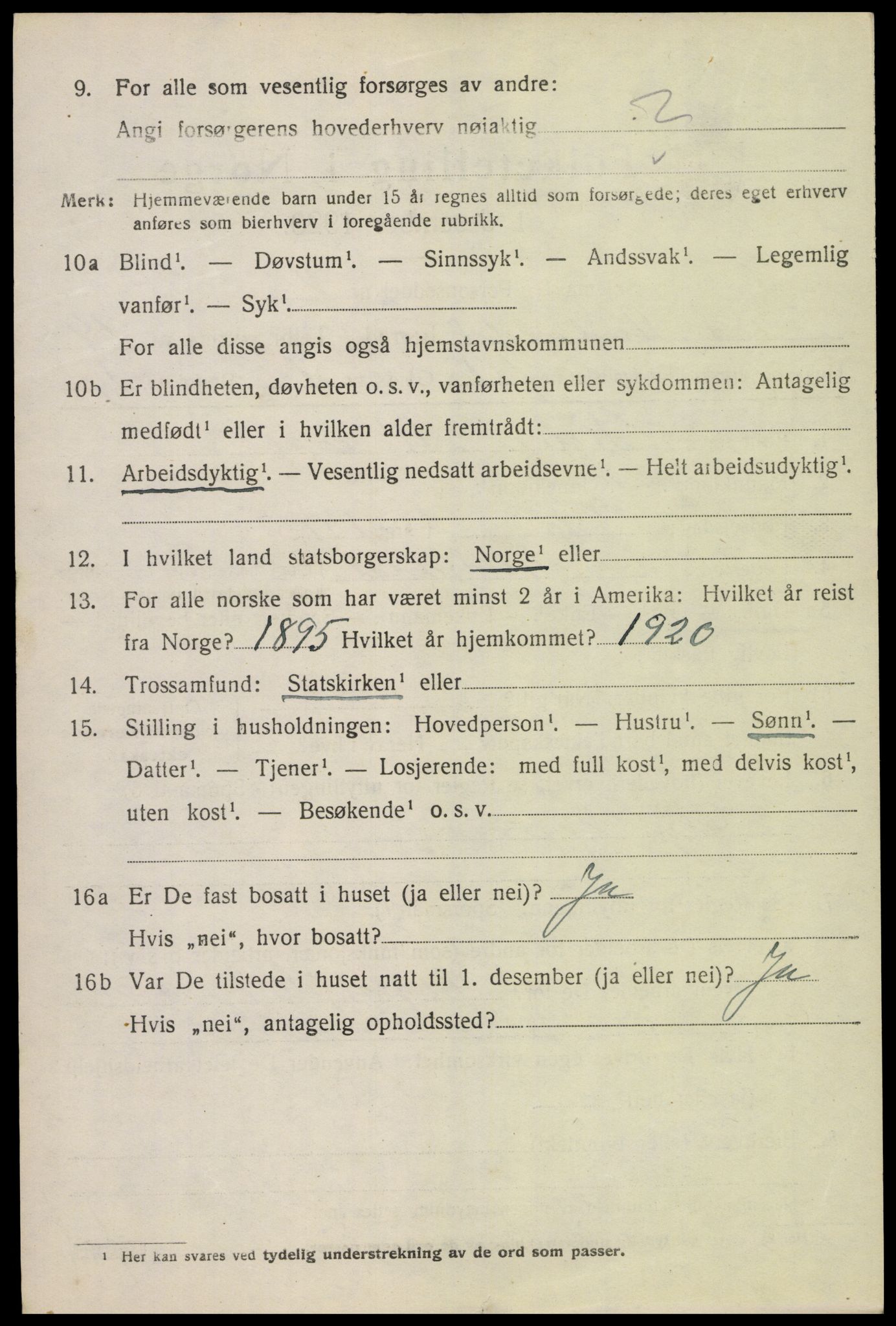 SAK, 1920 census for Sør-Audnedal, 1920, p. 5578