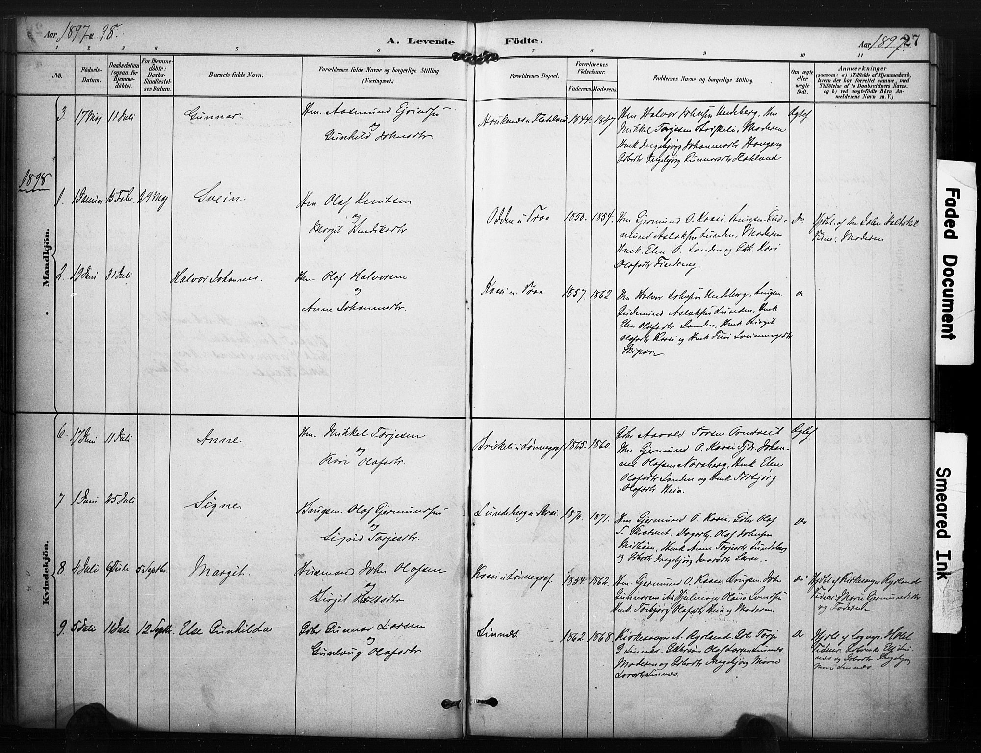 Kviteseid kirkebøker, SAKO/A-276/F/Fc/L0002: Parish register (official) no. III 2, 1882-1908, p. 27