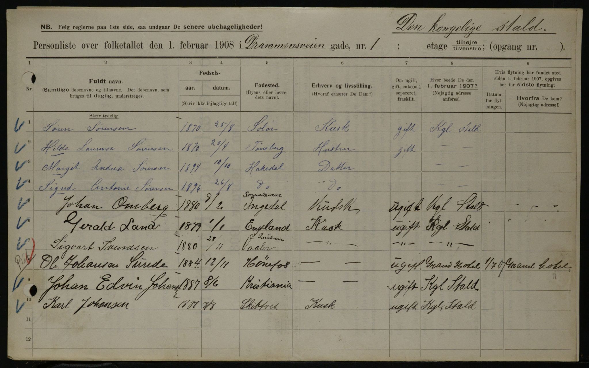 OBA, Municipal Census 1908 for Kristiania, 1908, p. 15084